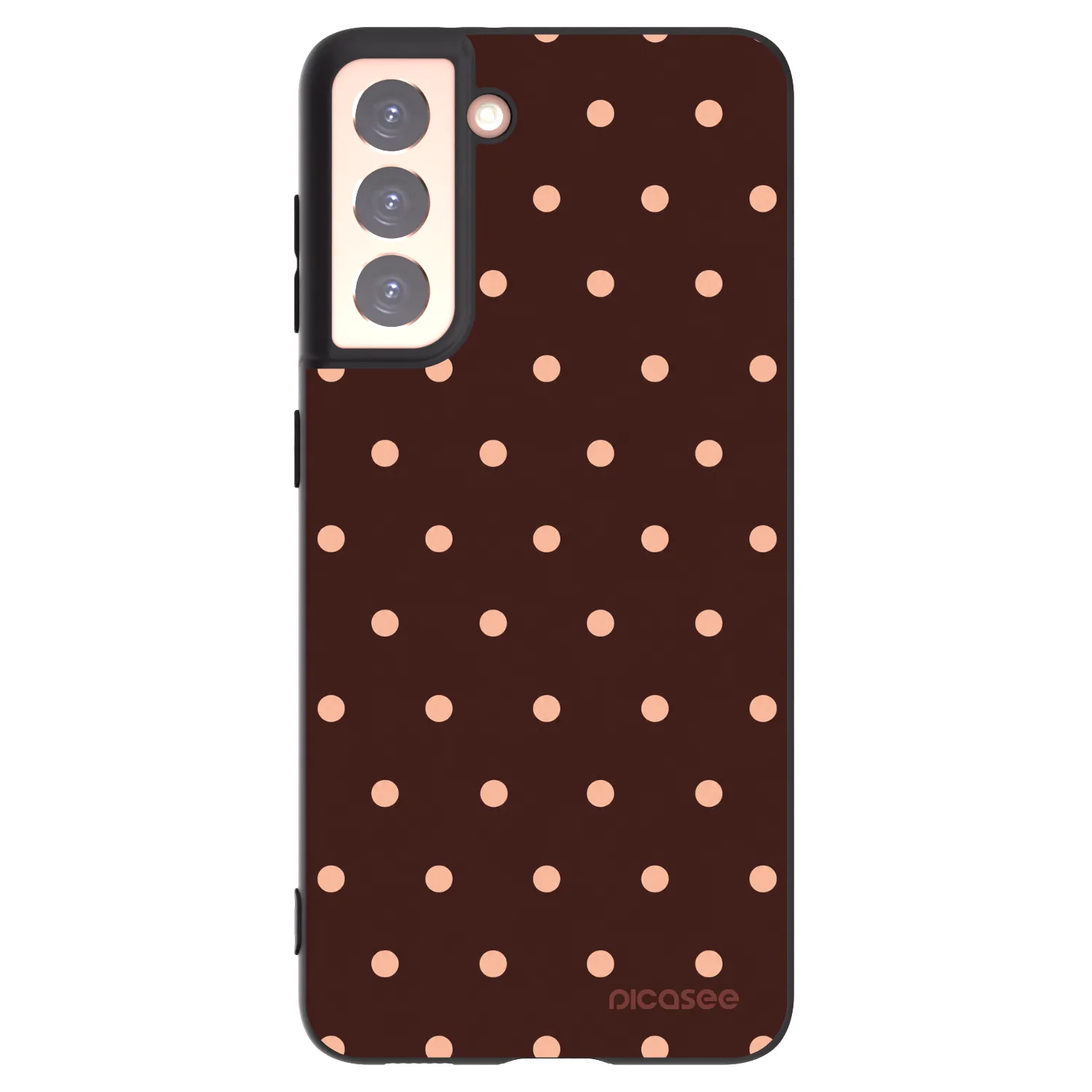 Picasee Samsung Galaxy S21 5G G991B Hülle - Schwarzes Silikon - Peach Dots & Chocolate