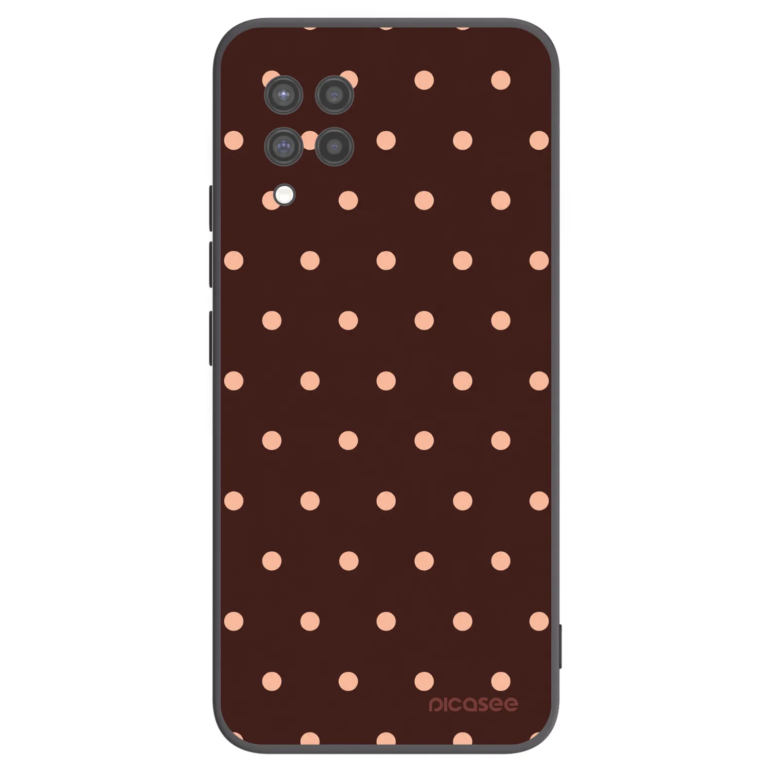Picasee Samsung Galaxy A42 A426B Hülle - Schwarzes Silikon - Peach Dots & Chocolate