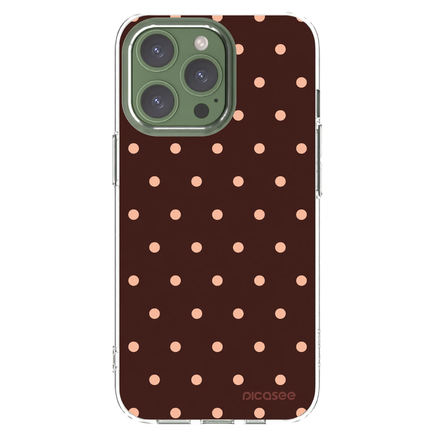 Picasee Apple iPhone 13 Pro Hülle - Transparentes Silikon - Peach Dots & Chocolate