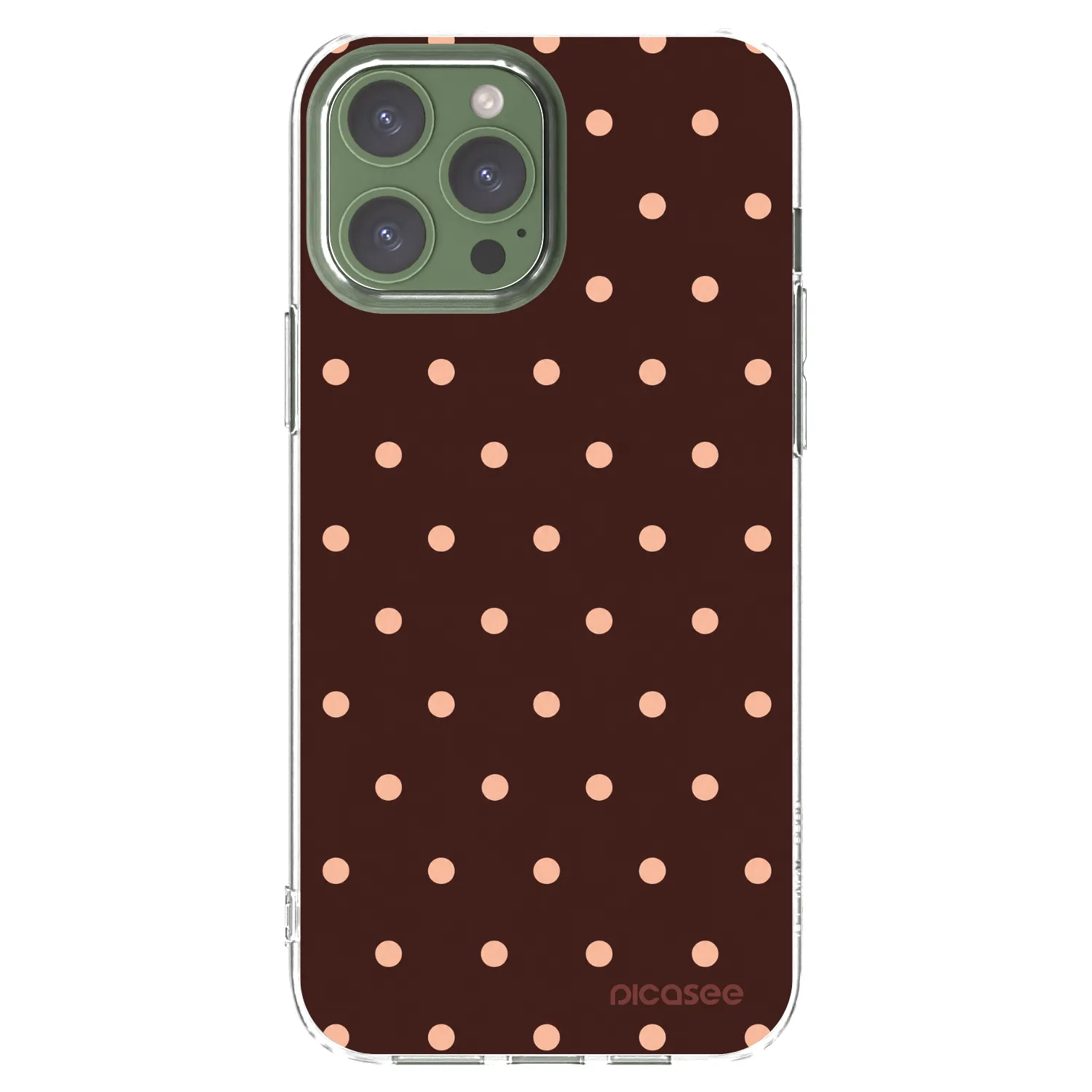 Picasee Apple iPhone 13 Pro Max Hülle - Transparentes Silikon - Peach Dots & Chocolate