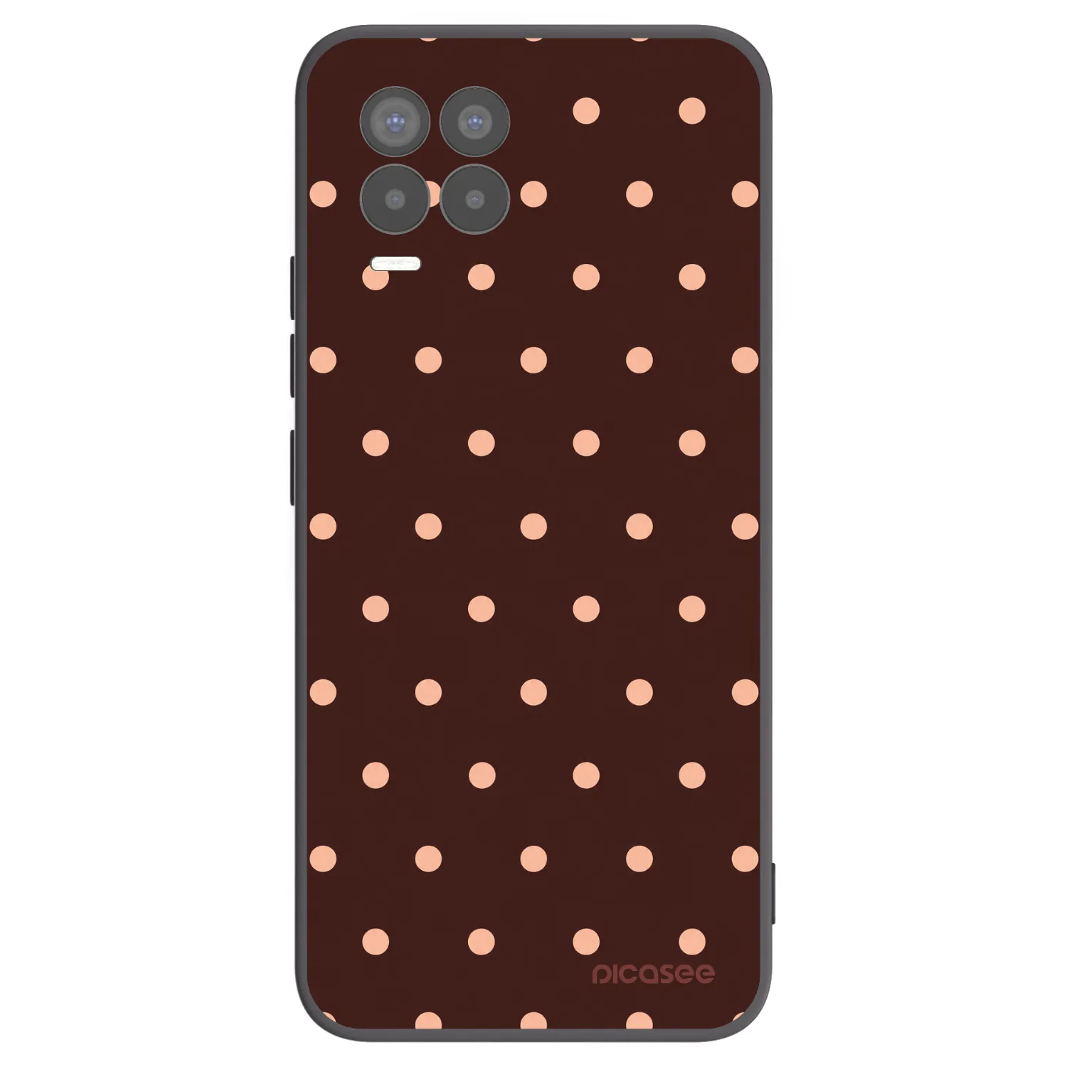 Picasee Realme 8 4G Hülle - Schwarzes Silikon - Peach Dots & Chocolate