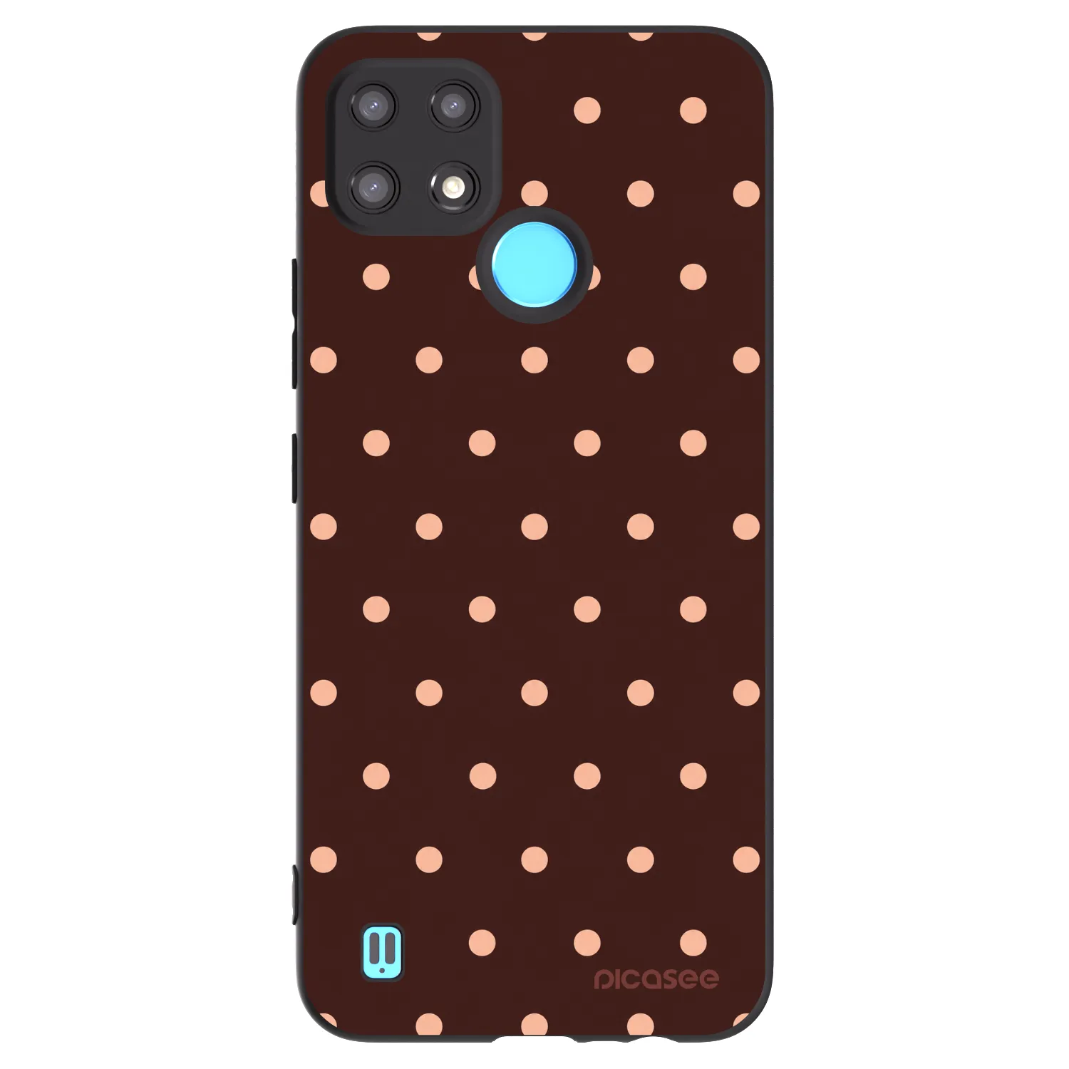 Picasee Realme C21 Hülle - Schwarzes Silikon - Peach Dots & Chocolate