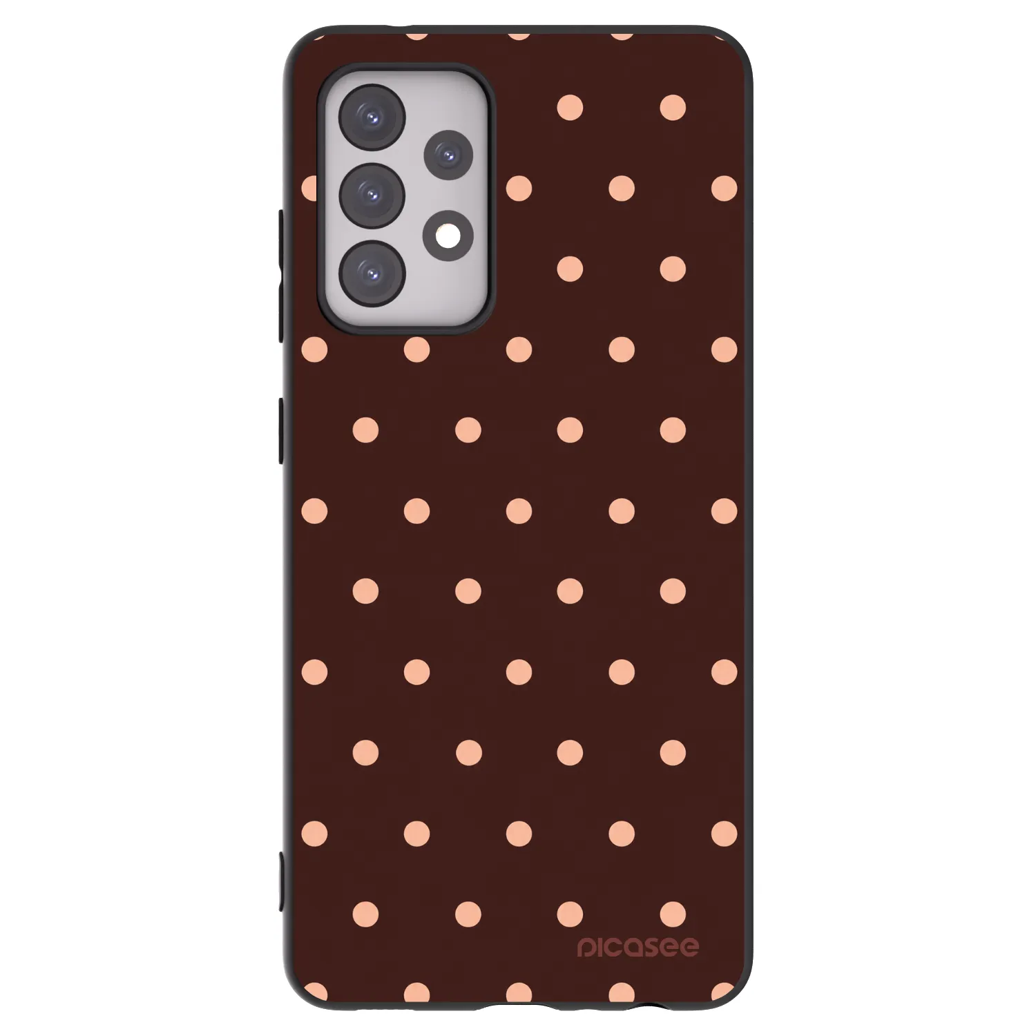 Picasee Samsung Galaxy A52s 5G A528B Hülle - Schwarzes Silikon - Peach Dots & Chocolate