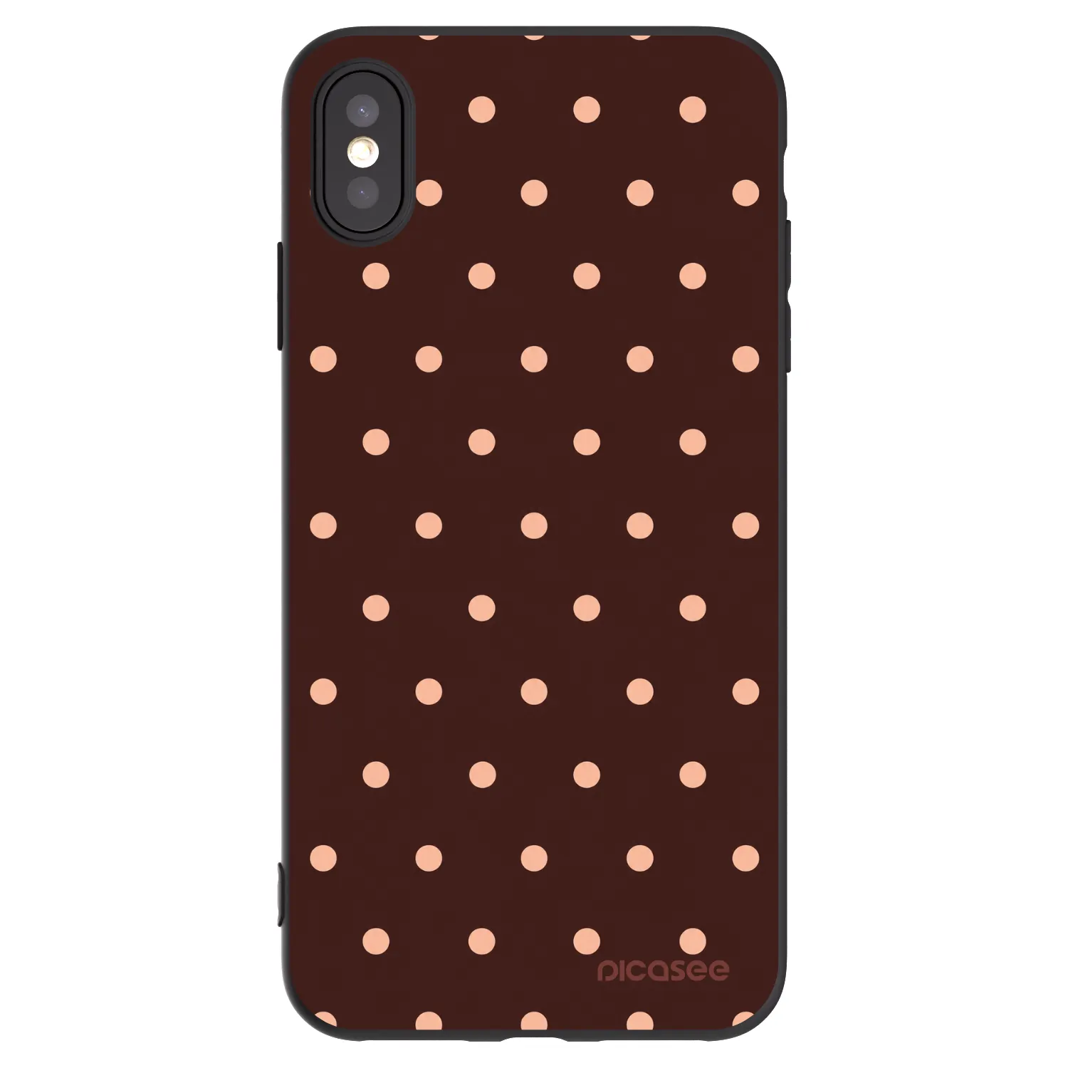 Picasee Apple iPhone XS Max Hülle - Schwarzes Silikon - Peach Dots & Chocolate