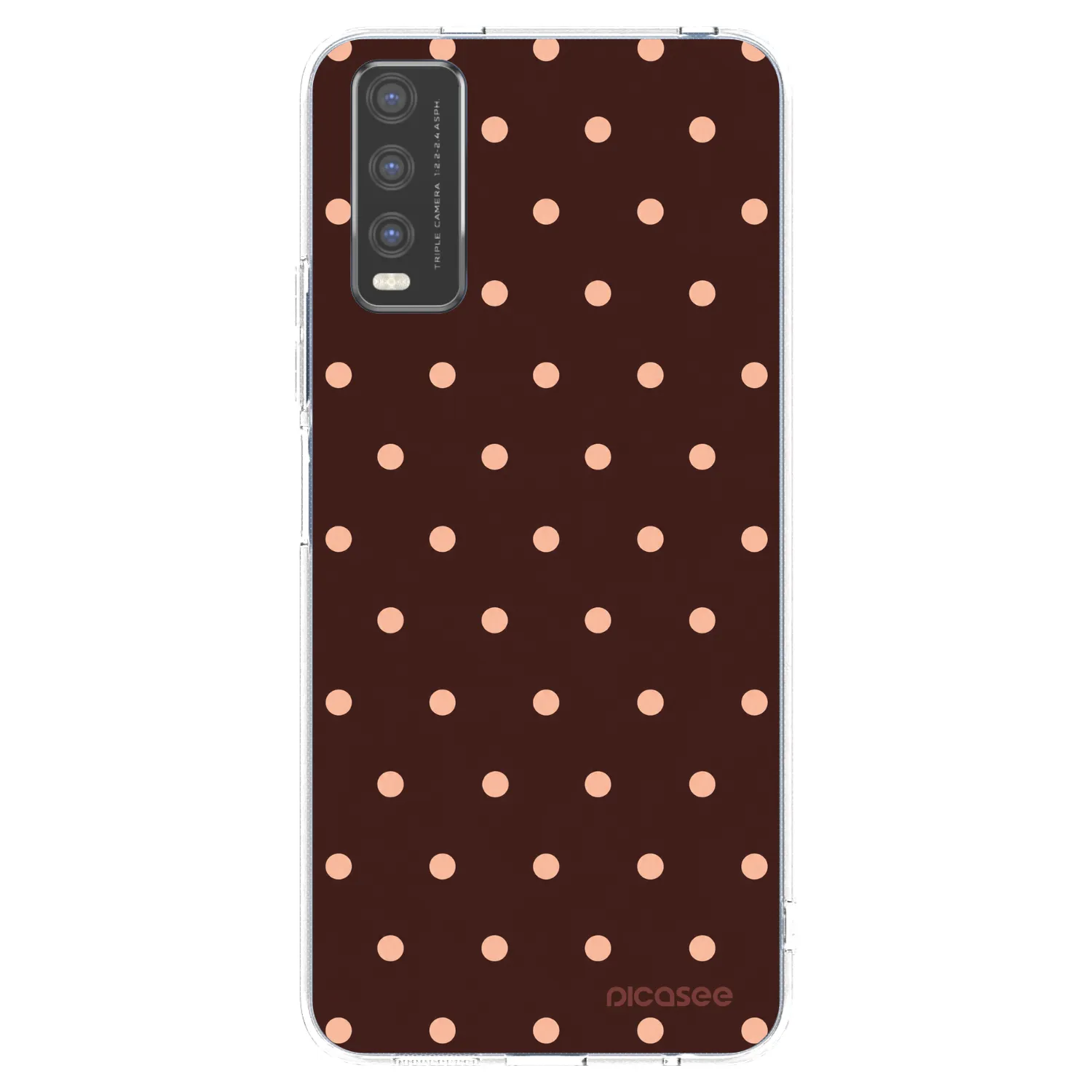 Picasee Vivo Y20s Hülle - Transparentes Silikon - Peach Dots & Chocolate