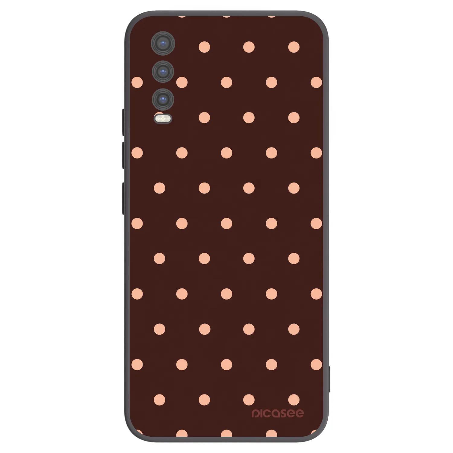 Picasee Vivo Y20s Hülle - Schwarzes Silikon - Peach Dots & Chocolate