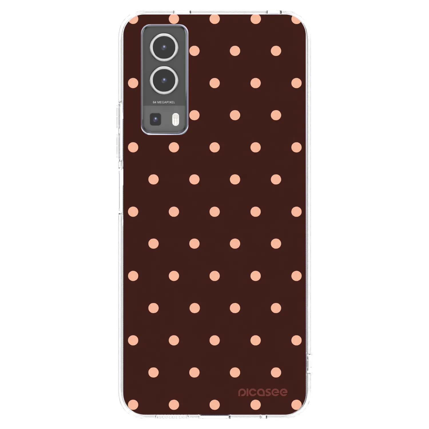 Picasee Vivo Y72 5G Hülle - Transparentes Silikon - Peach Dots & Chocolate