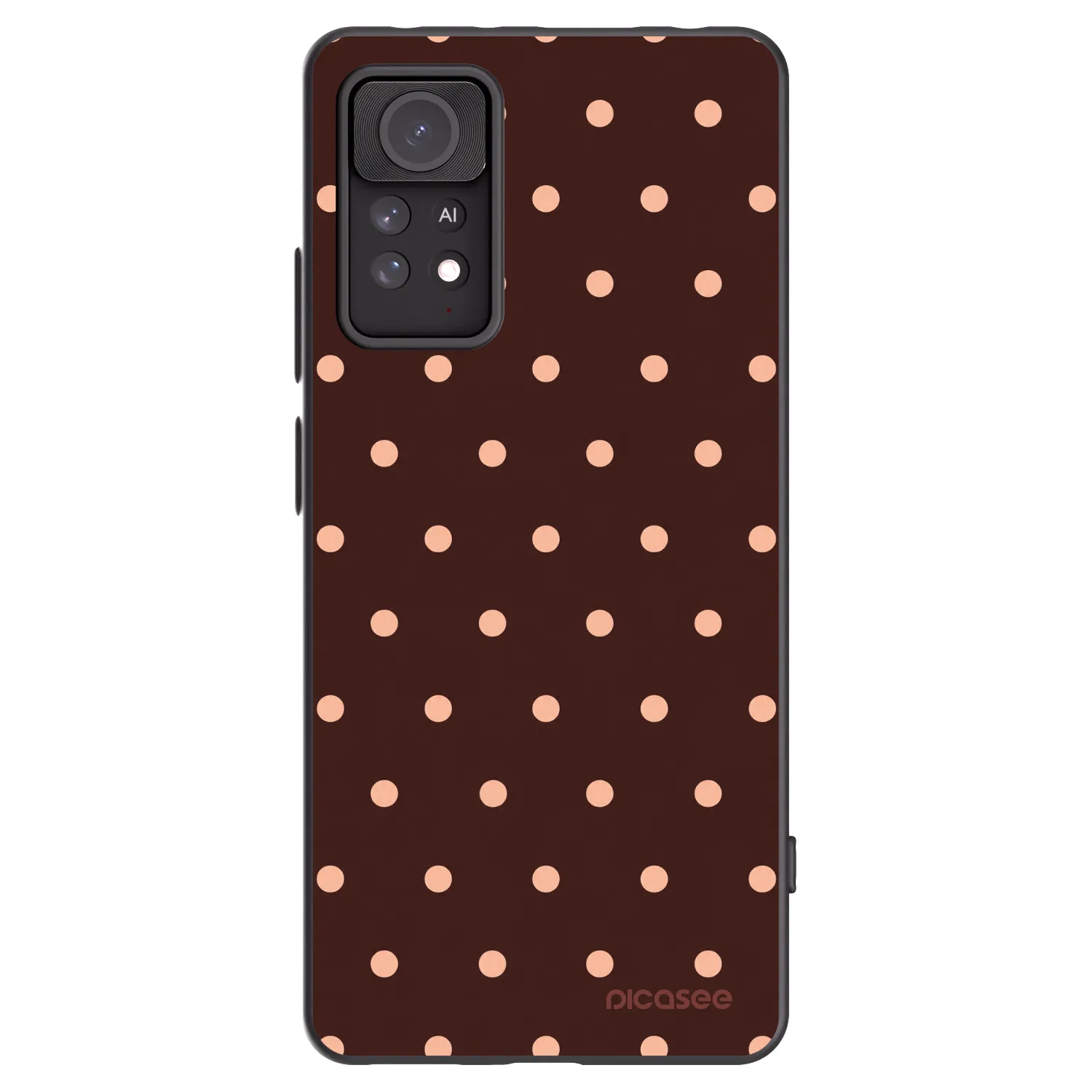 Picasee Xiaomi Redmi Note 11 Pro 5G Hülle - Schwarzes Silikon - Peach Dots & Chocolate
