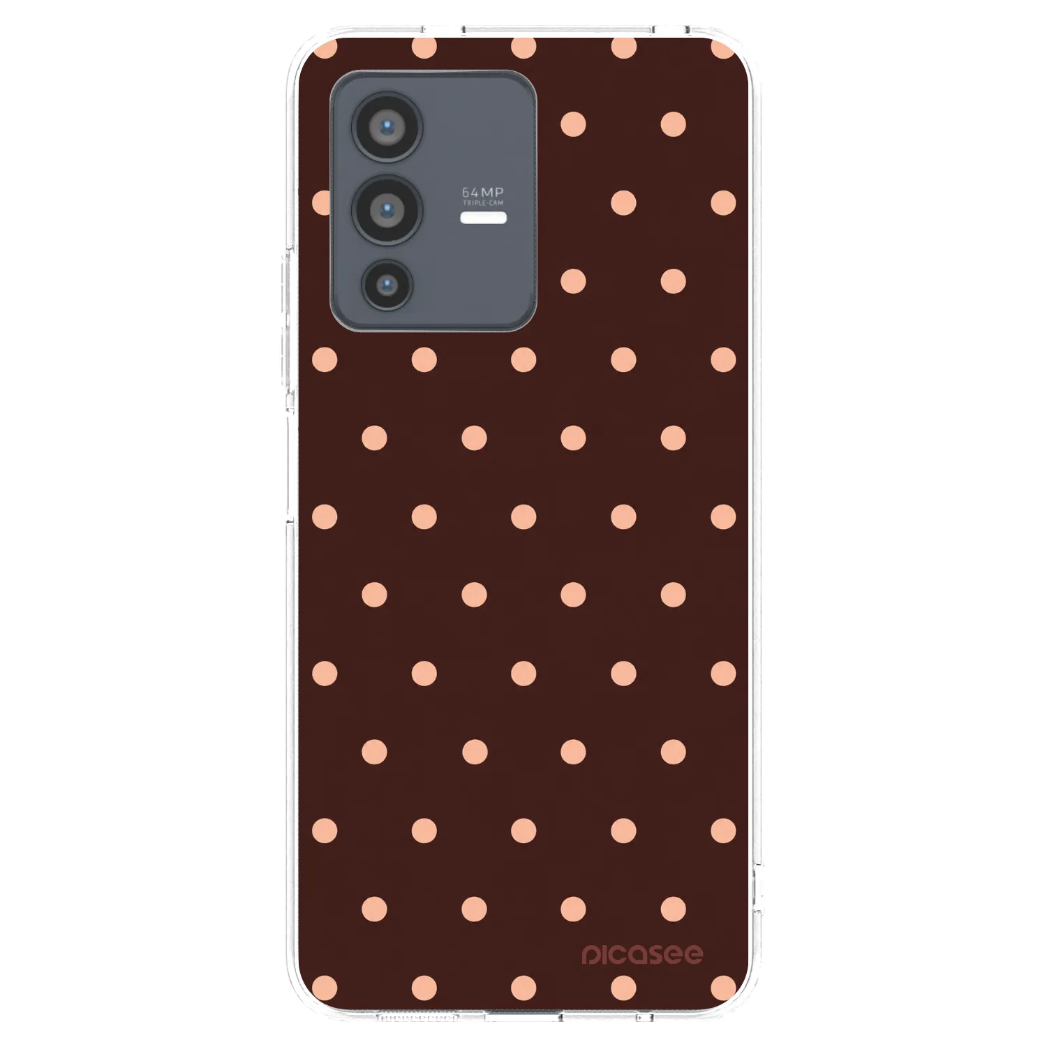 Picasee Vivo V23 5G Hülle - Transparentes Silikon - Peach Dots & Chocolate