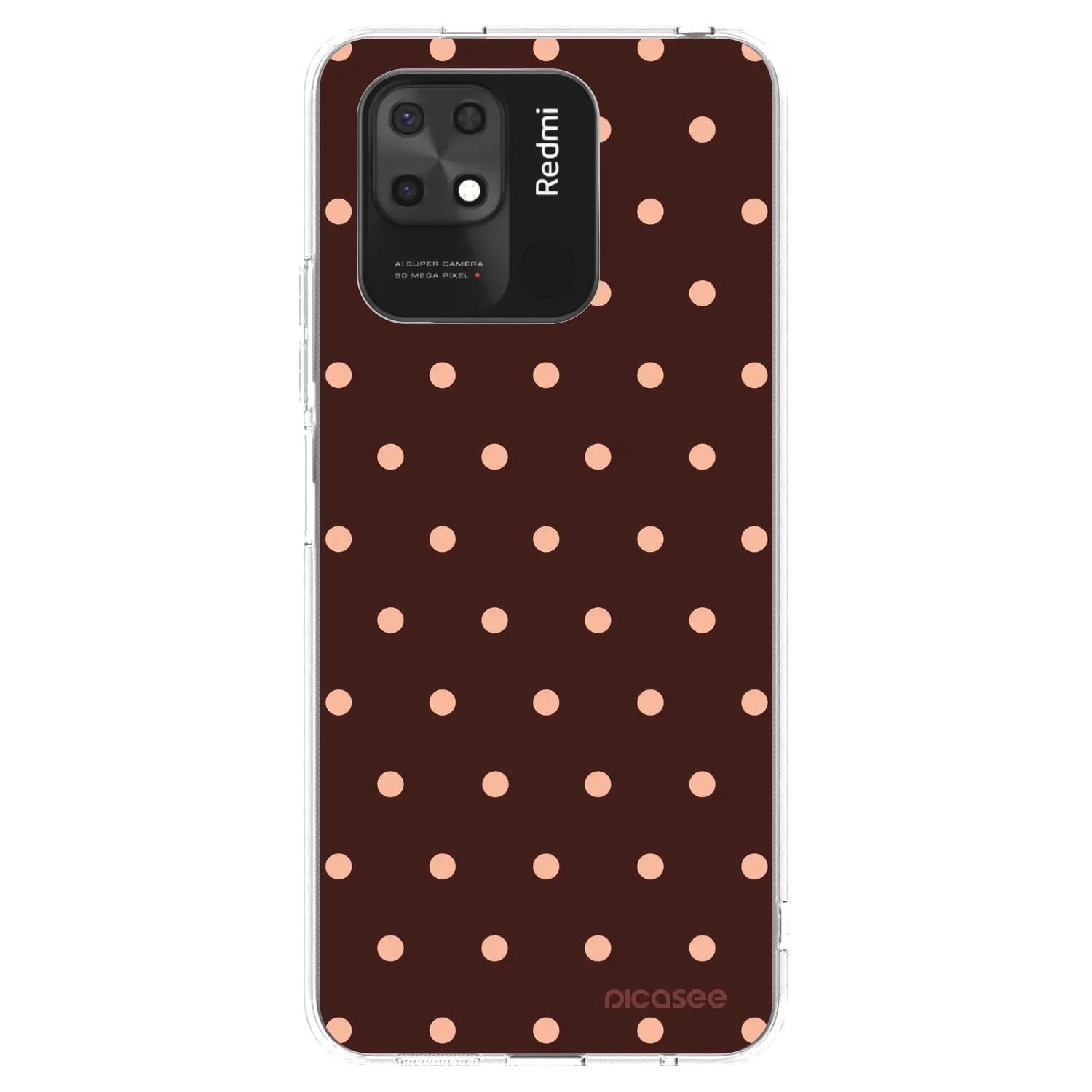 Picasee Xiaomi Redmi 10C Hülle - Transparentes Silikon - Peach Dots & Chocolate