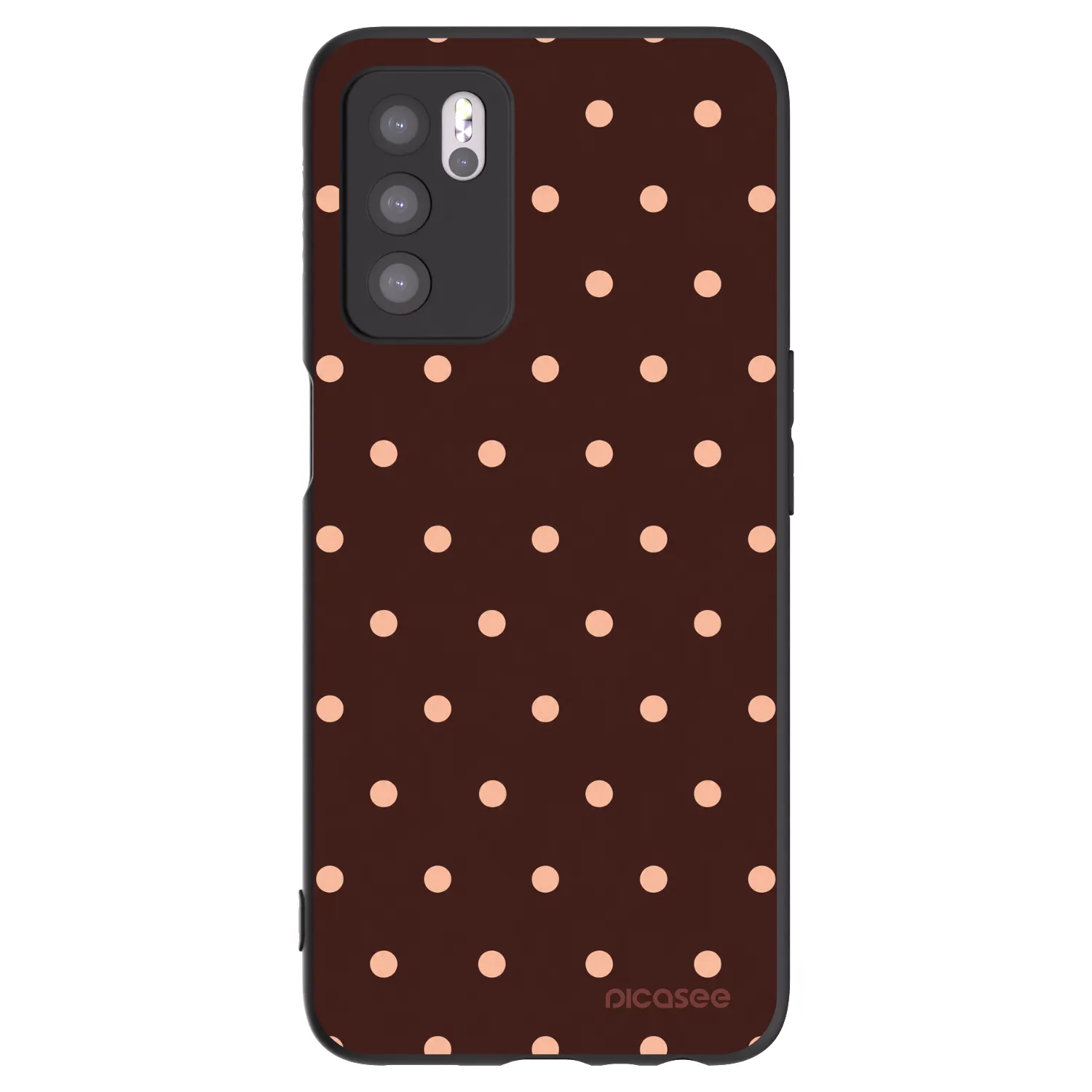 Picasee OPPO A16 Hülle - Schwarzes Silikon - Peach Dots & Chocolate