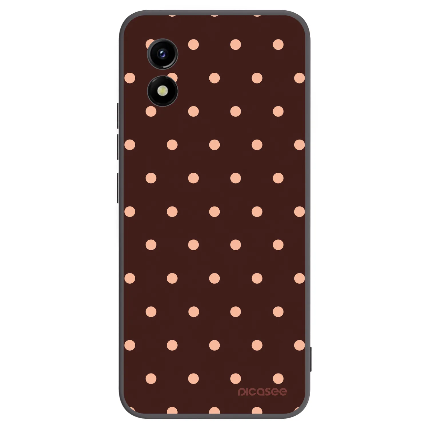 Picasee Vivo Y01 Hülle - Schwarzes Silikon - Peach Dots & Chocolate