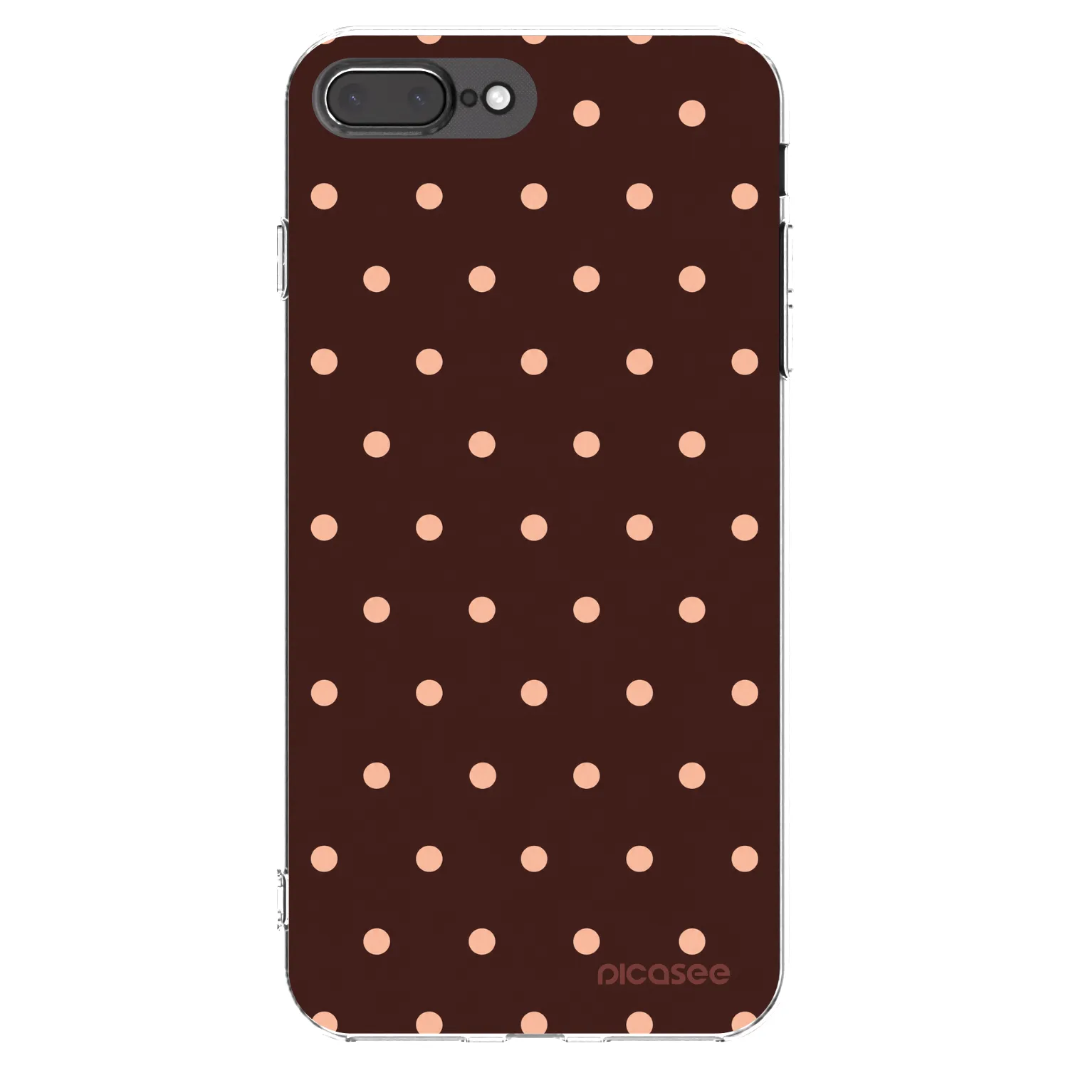 Picasee Apple iPhone 8 Plus Hülle - Transparentes Silikon - Peach Dots & Chocolate