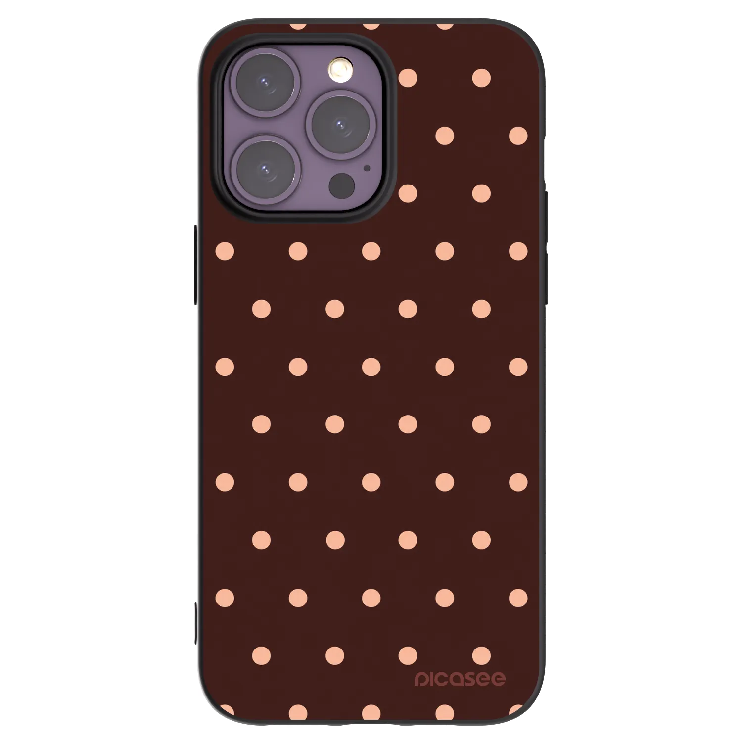 Picasee Apple iPhone 14 Pro Max Hülle - Schwarzes Silikon - Peach Dots & Chocolate