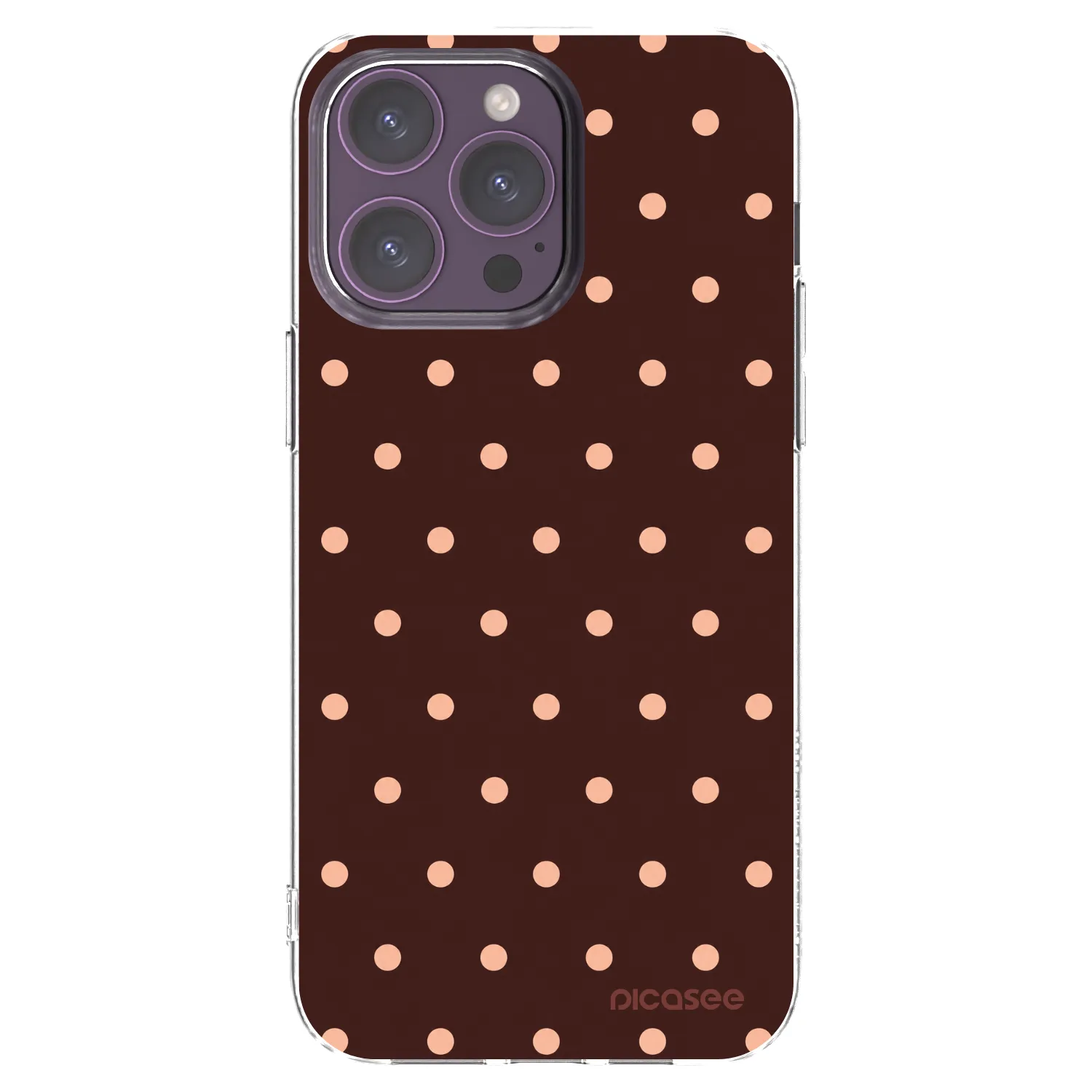 Picasee Apple iPhone 14 Pro Max Hülle - Transparentes Silikon - Peach Dots & Chocolate