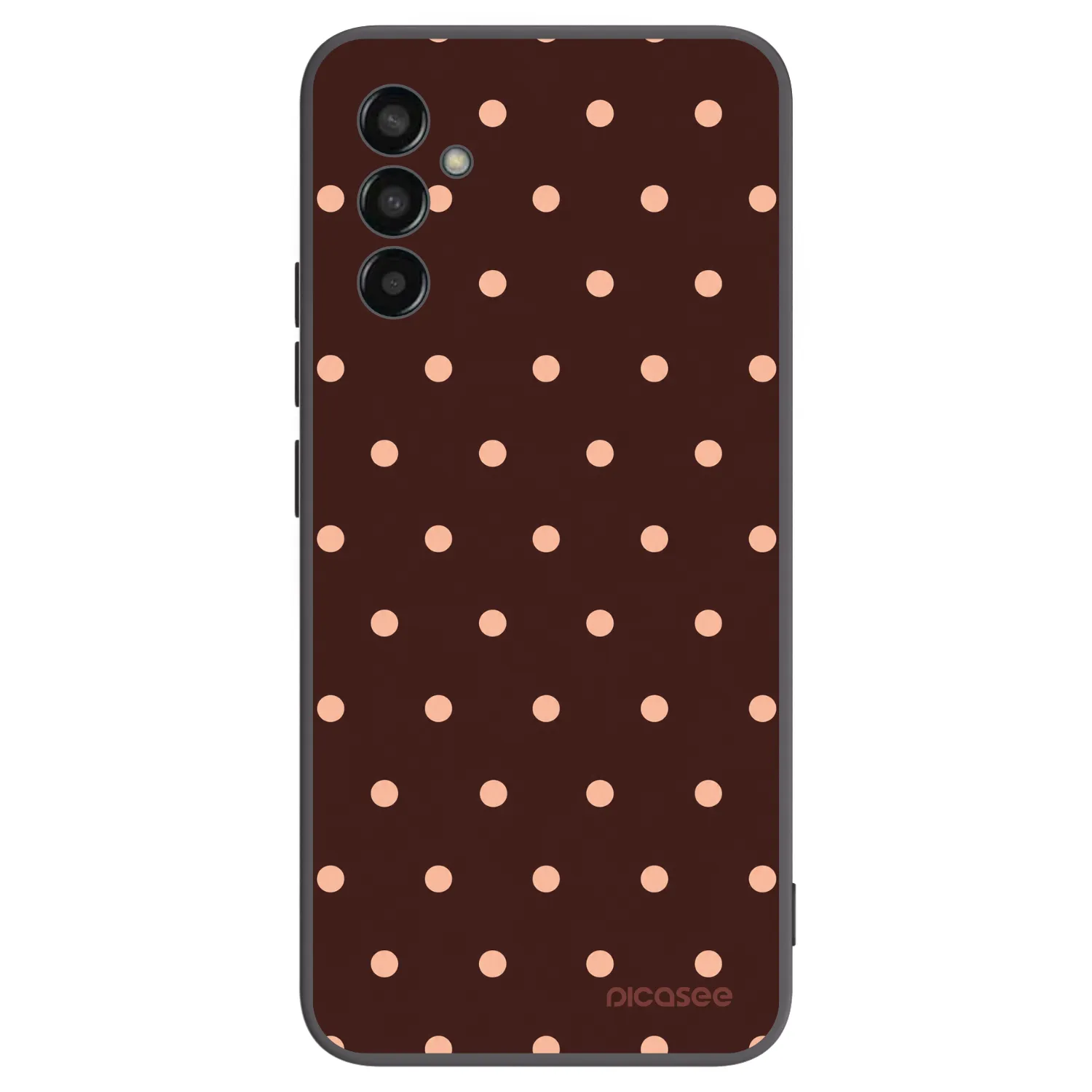 Picasee Samsung Galaxy M13 M135F Hülle - Schwarzes Silikon - Peach Dots & Chocolate