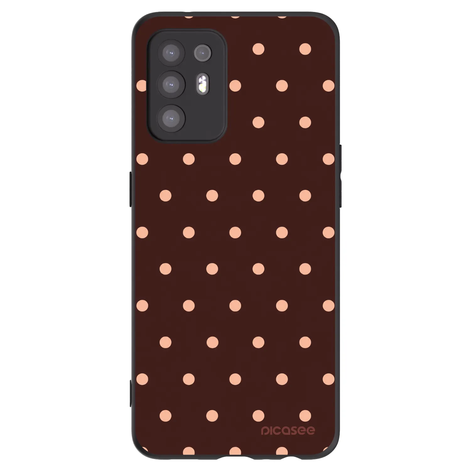 Picasee OPPO A94 5G Hülle - Schwarzes Silikon - Peach Dots & Chocolate