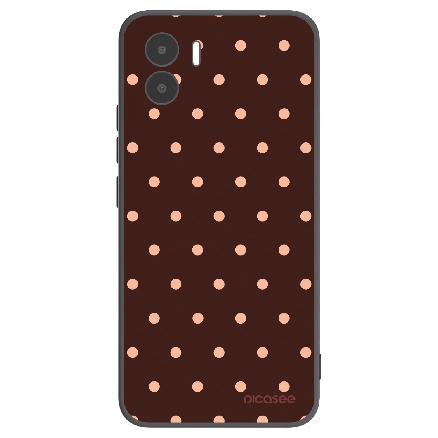 Picasee Xiaomi Redmi A1 Hülle - Schwarzes Silikon - Peach Dots & Chocolate