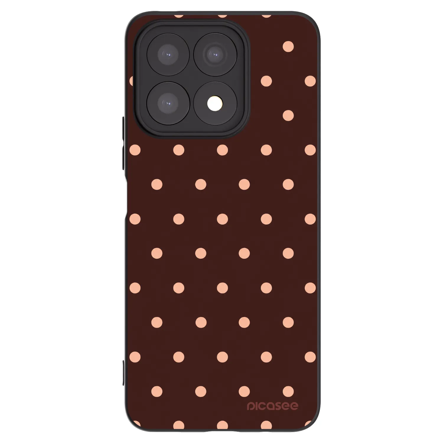 Picasee Honor X8a Hülle - Schwarzes Silikon - Peach Dots & Chocolate