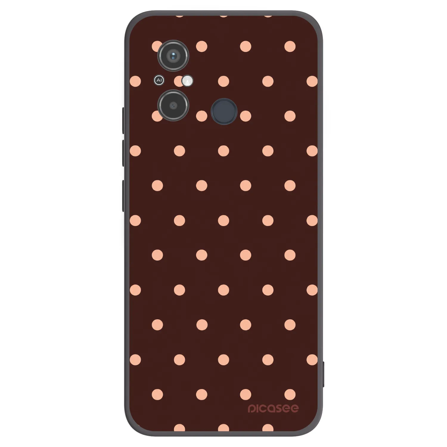 Picasee Xiaomi Redmi 12C Hülle - Schwarzes Silikon - Peach Dots & Chocolate