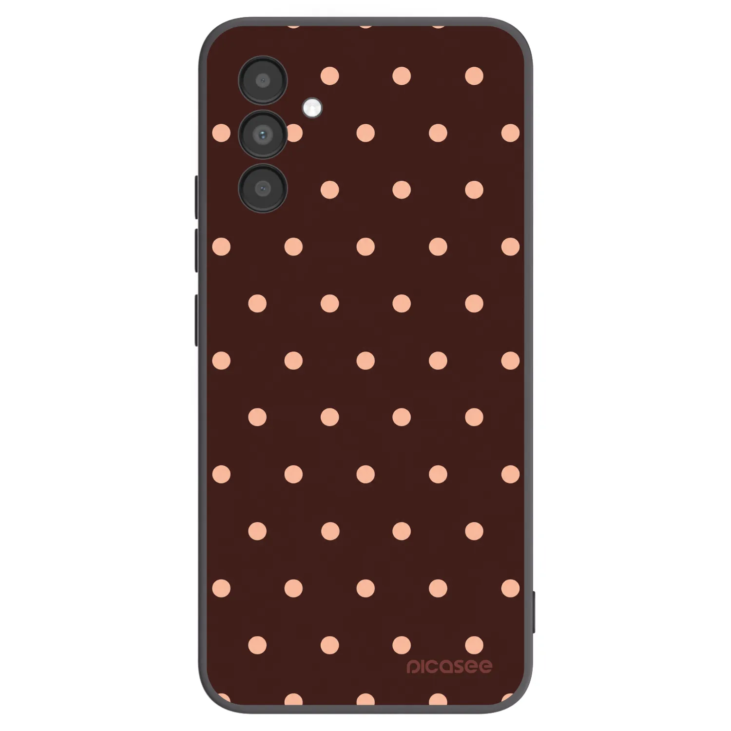 Picasee Samsung Galaxy A04s A047F Hülle - Schwarzes Silikon - Peach Dots & Chocolate