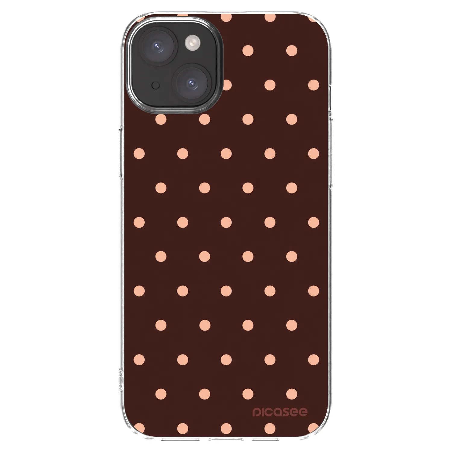 Picasee Apple iPhone 15 Plus Hülle - Transparentes Silikon - Peach Dots & Chocolate