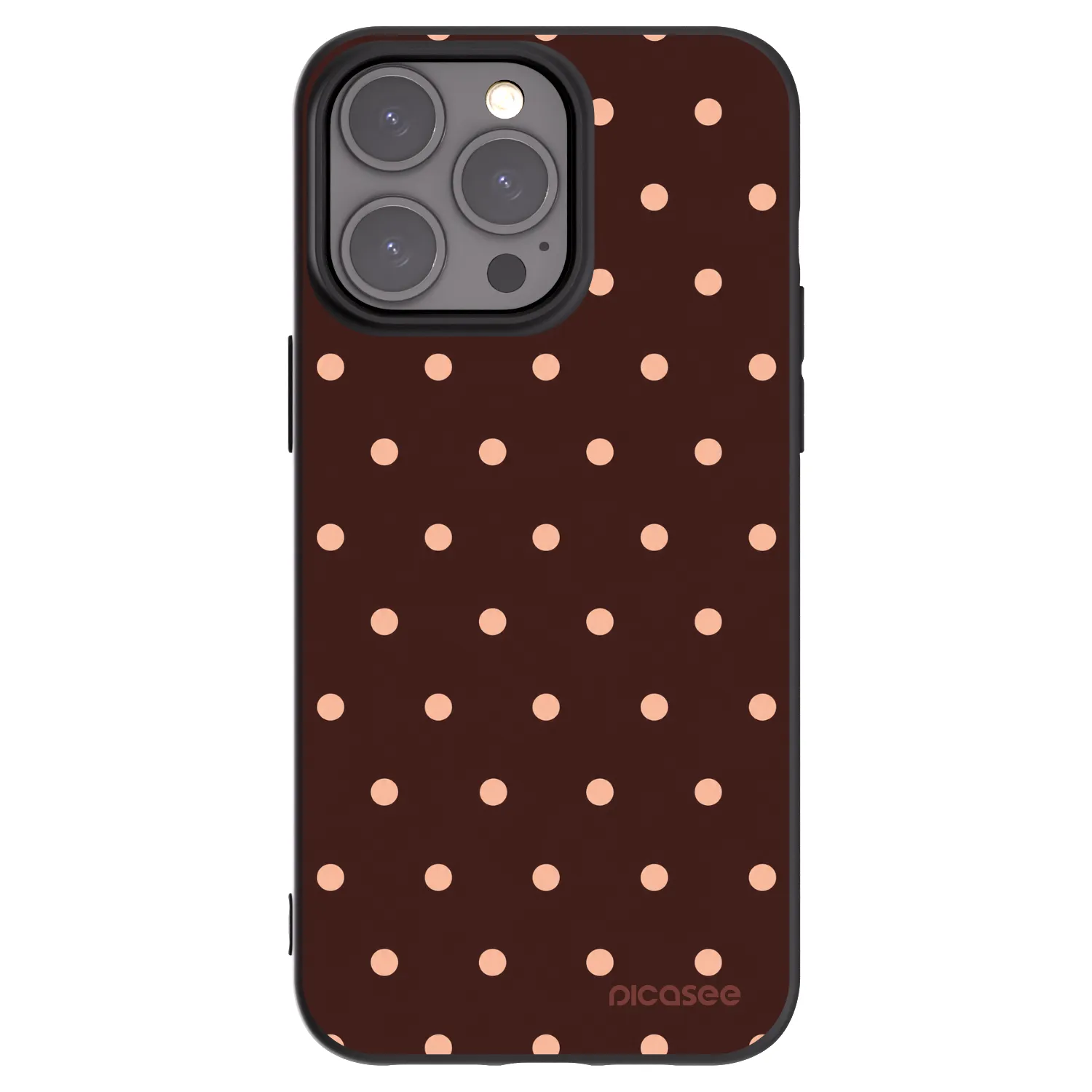 Picasee Apple iPhone 15 Pro Max Hülle - Schwarzes Silikon - Peach Dots & Chocolate