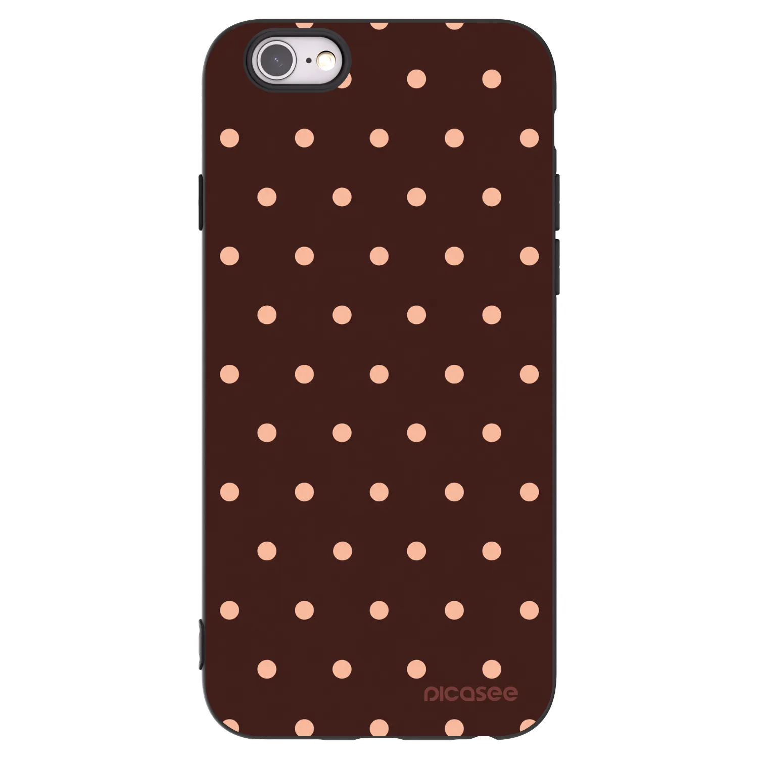 Picasee Apple iPhone 6/6S Hülle - Schwarzes Silikon - Peach Dots & Chocolate