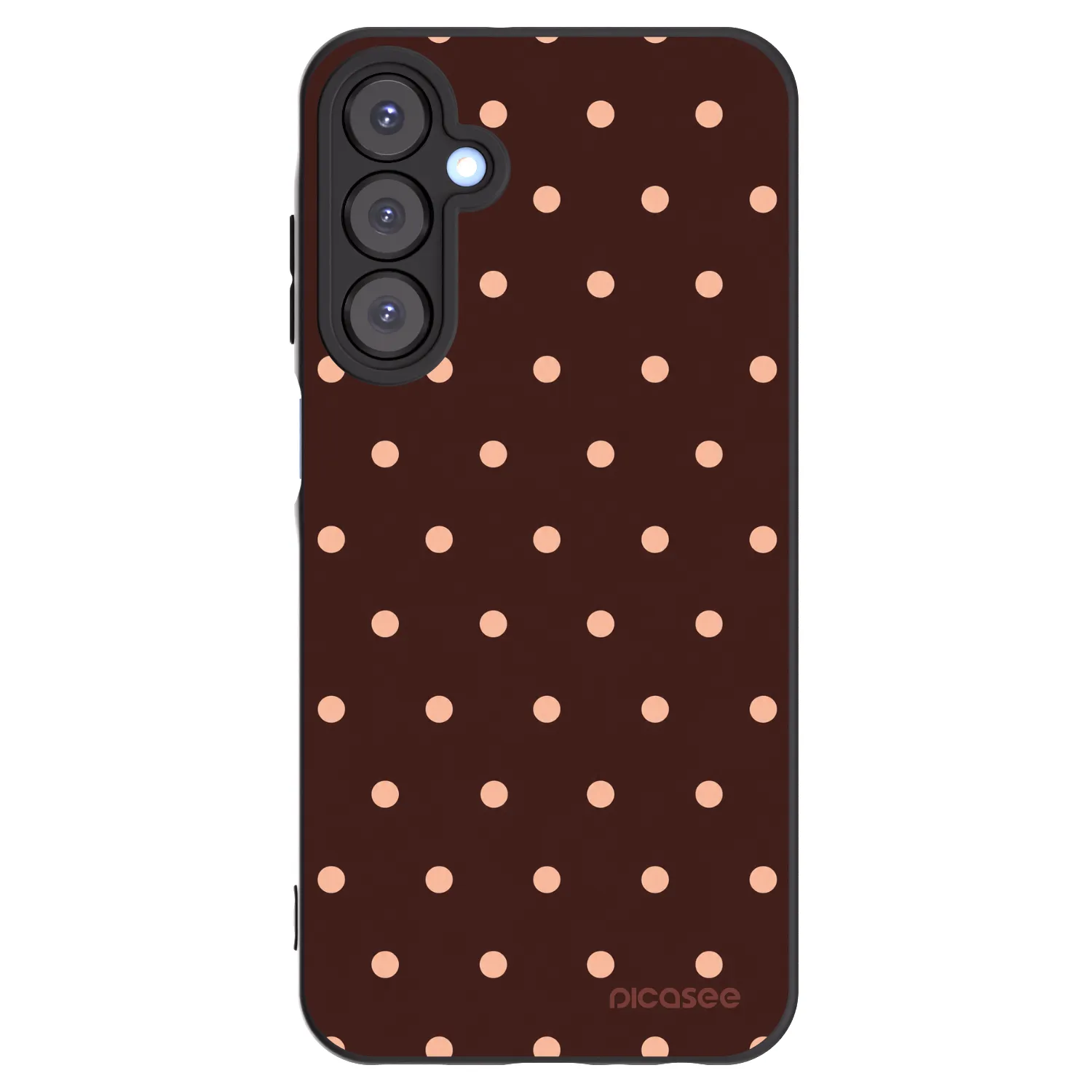 Picasee Samsung Galaxy A25 A256B 5G Hülle - Schwarzes Silikon - Peach Dots & Chocolate
