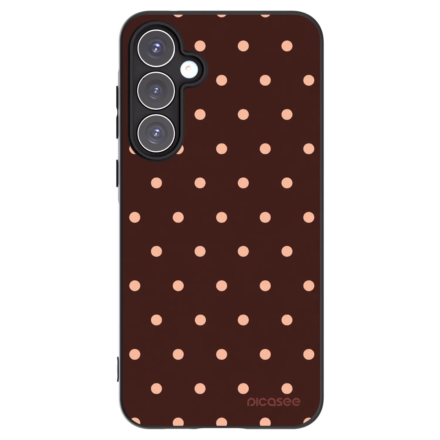Picasee Samsung Galaxy A55 5G A556B Hülle - Schwarzes Silikon - Peach Dots & Chocolate