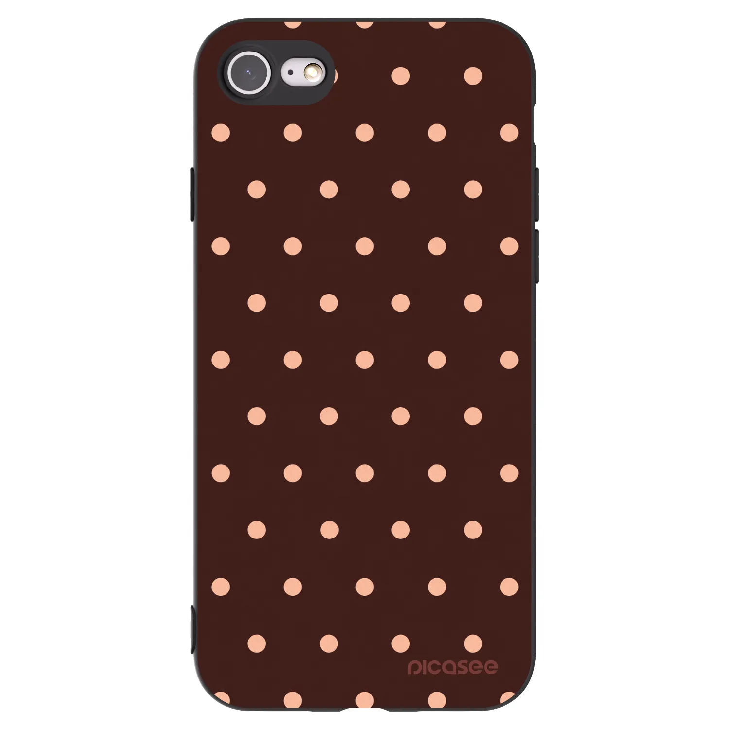 Picasee Apple iPhone 8 Hülle - Schwarzes Silikon - Peach Dots & Chocolate