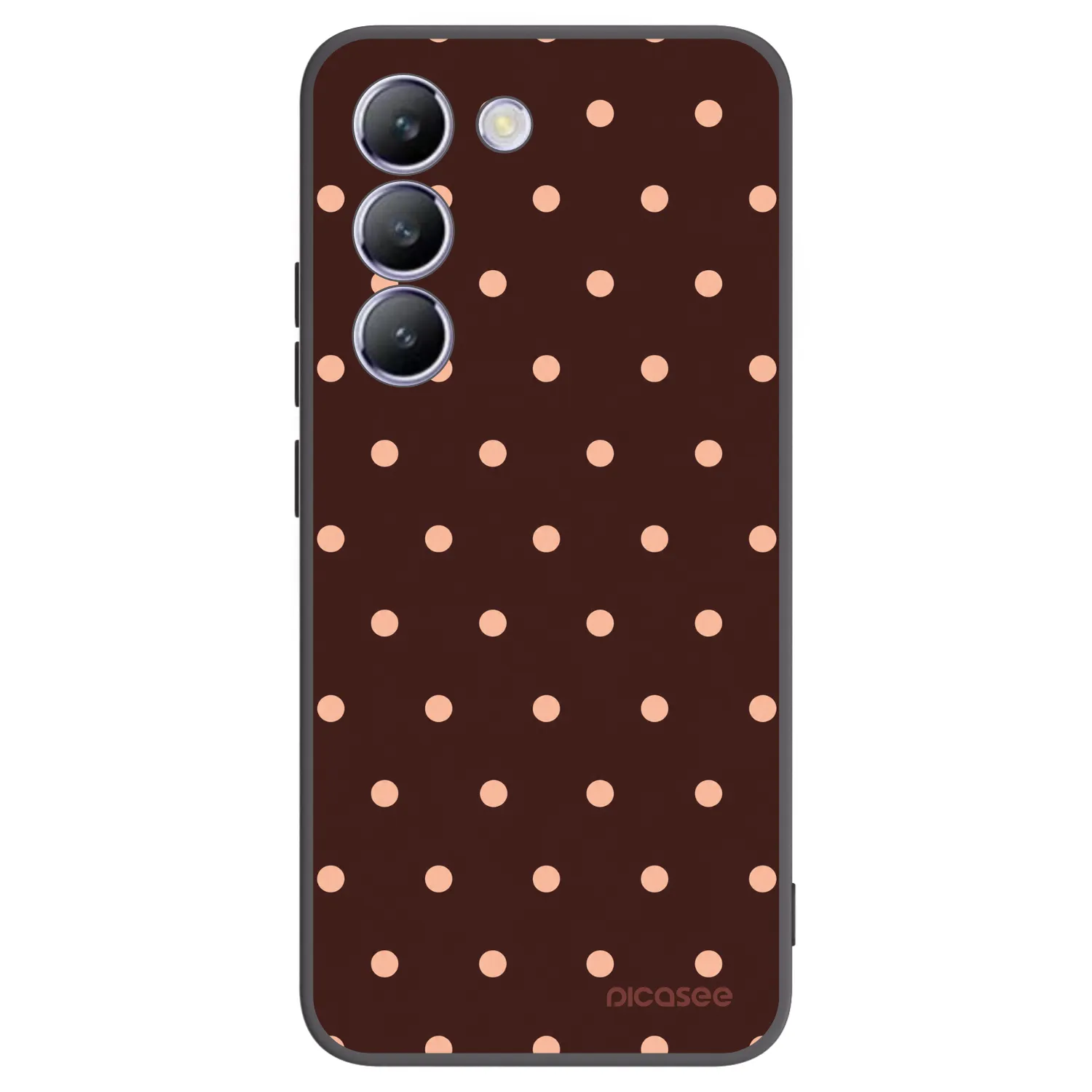 Picasee Vivo V40 SE 5G Hülle - Schwarzes Silikon - Peach Dots & Chocolate