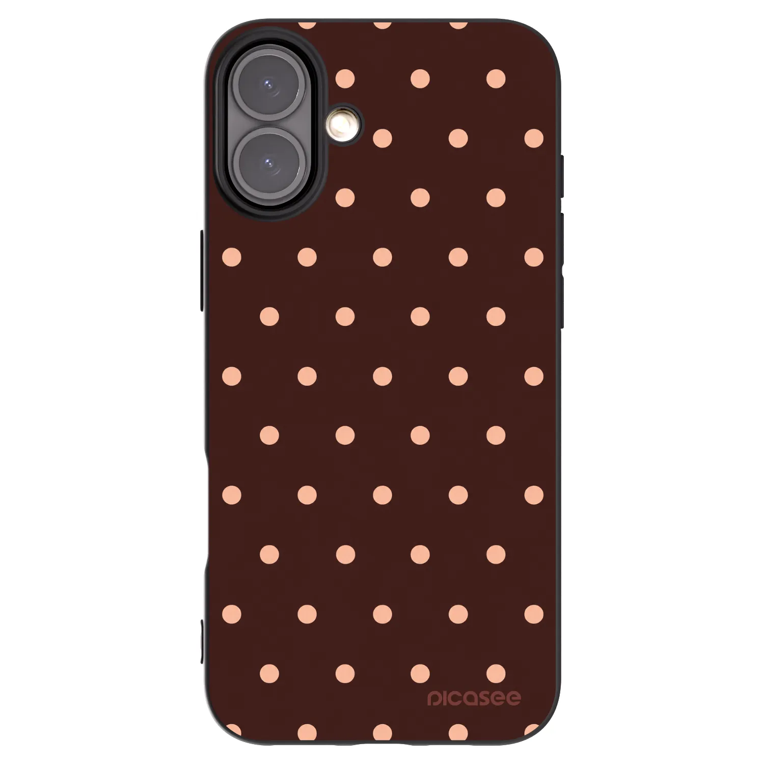 Picasee Apple iPhone 16 Plus Hülle - Schwarzes Silikon - Peach Dots & Chocolate
