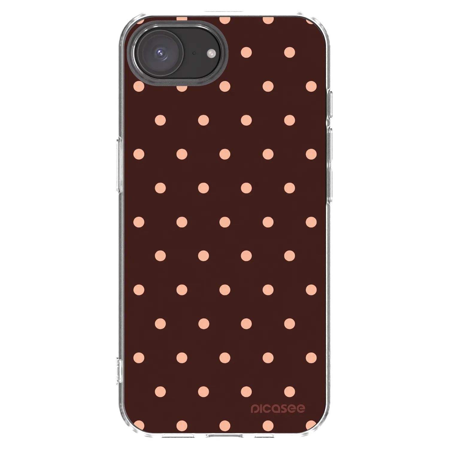 Picasee Apple iPhone 16e Hülle - Transparentes Silikon - Peach Dots & Chocolate
