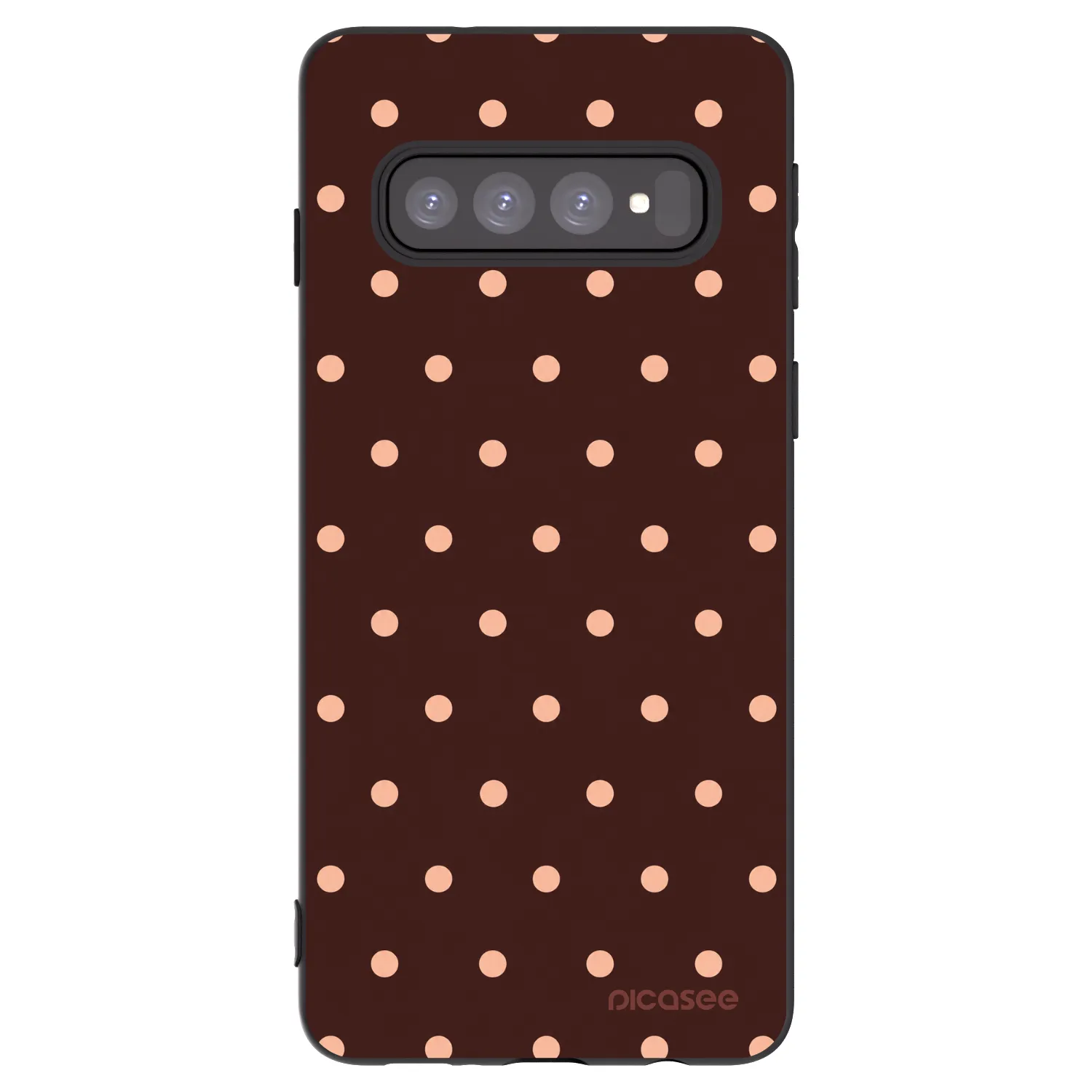 Picasee Samsung Galaxy S10 G973 Hülle - Schwarzes Silikon - Peach Dots & Chocolate