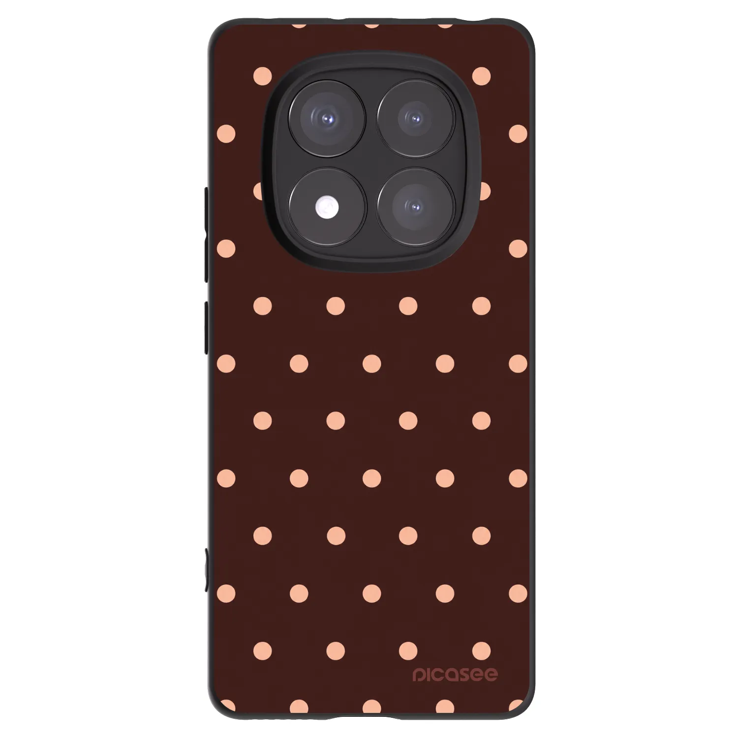 Picasee Xiaomi Redmi Note 14 Pro+ 5G Hülle - Schwarzes Silikon - Peach Dots & Chocolate
