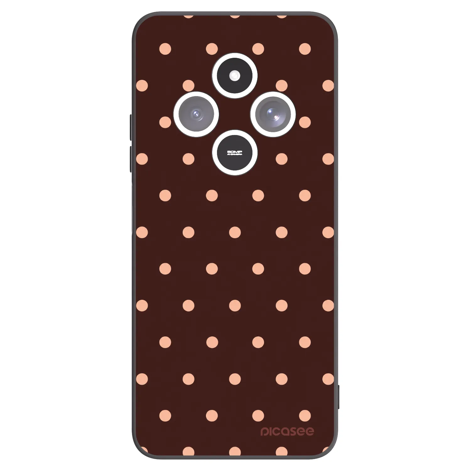 Picasee Xiaomi Redmi 14C Hülle - Schwarzes Silikon - Peach Dots & Chocolate