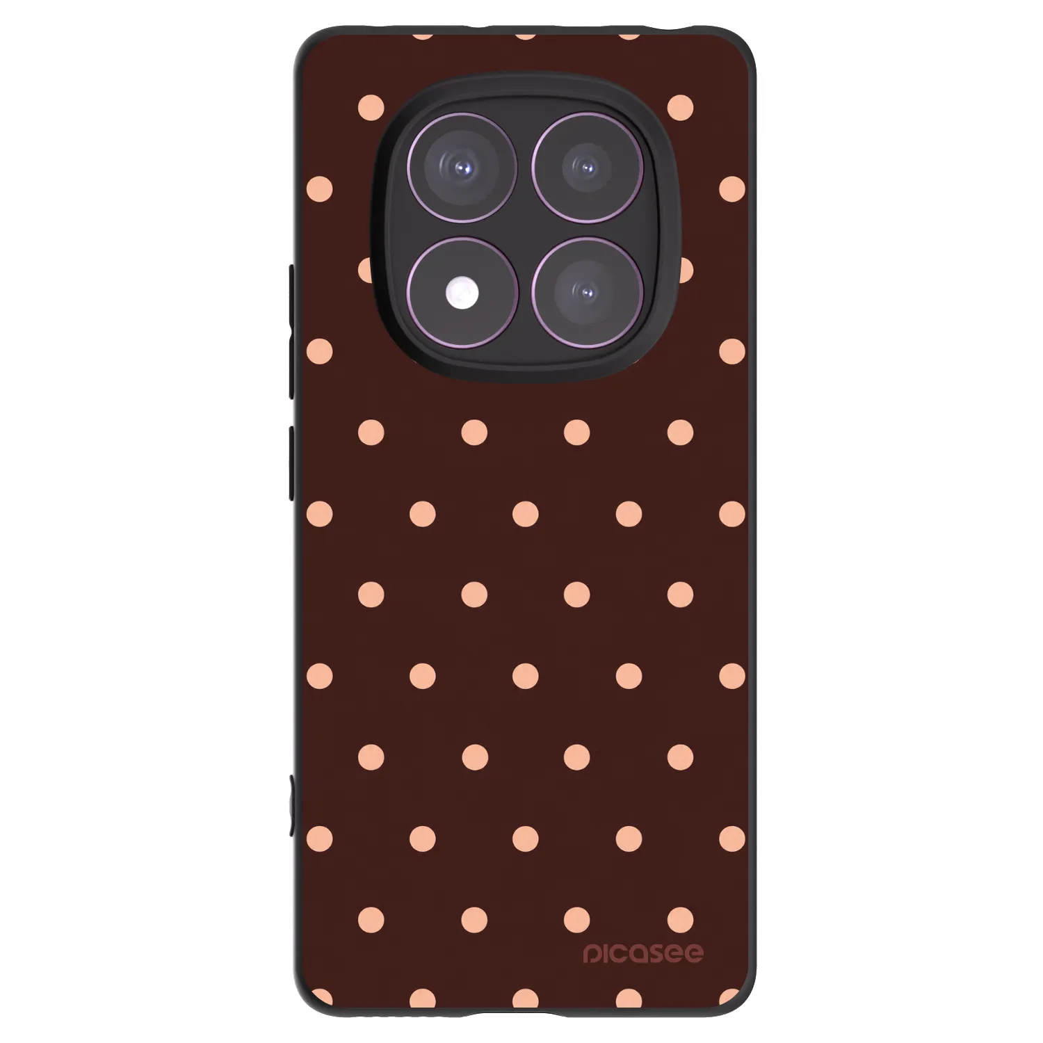 Picasee Xiaomi Redmi Note 14 Pro 4G Hülle - Schwarzes Silikon - Peach Dots & Chocolate