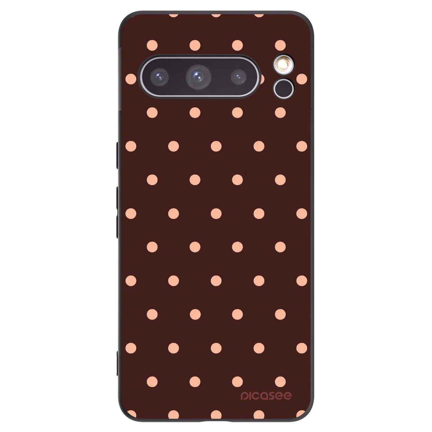 Picasee Google Pixel 8 Pro Hülle - Schwarzes Silikon - Peach Dots & Chocolate