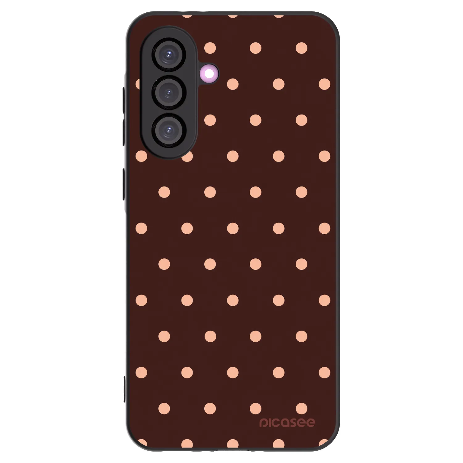Picasee Samsung Galaxy A56 5G A566B Hülle - Schwarzes Silikon - Peach Dots & Chocolate