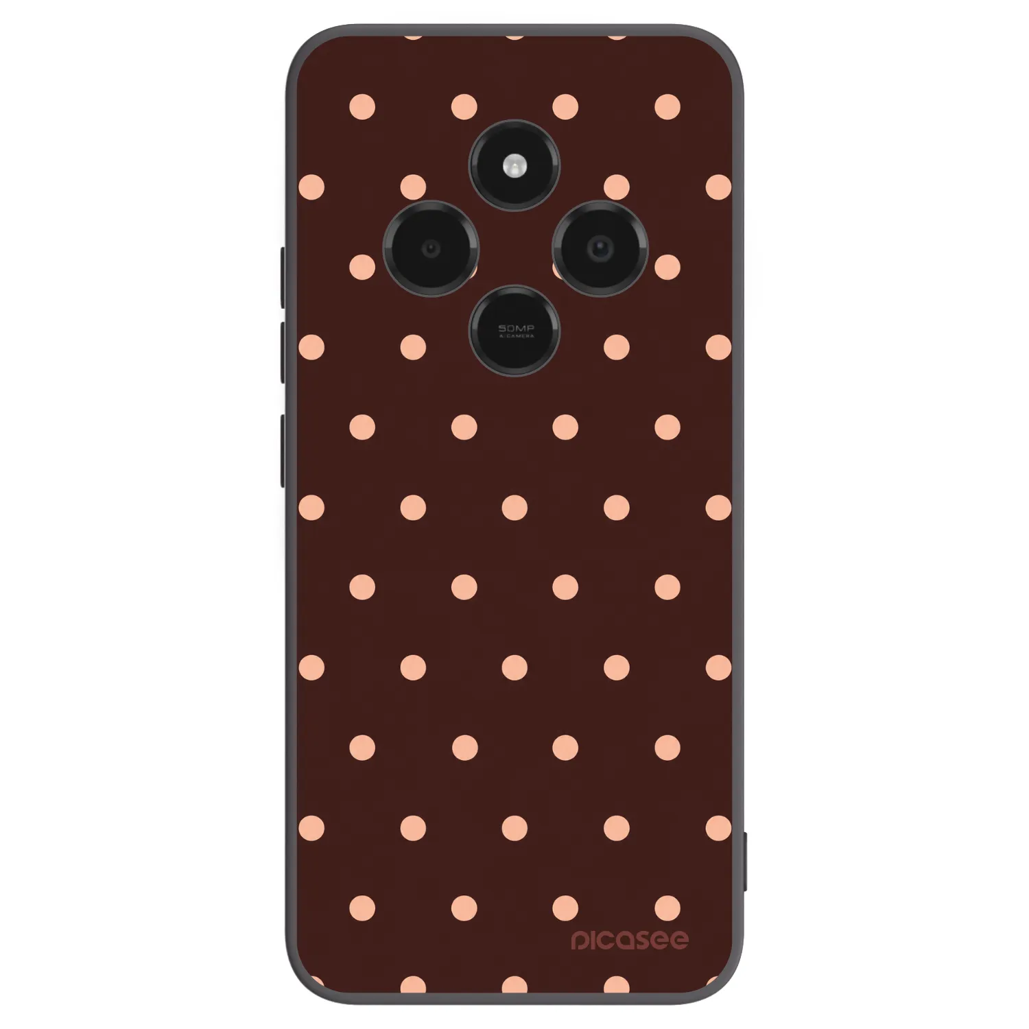 Picasee Xiaomi Poco C75 Hülle - Schwarzes Silikon - Peach Dots & Chocolate
