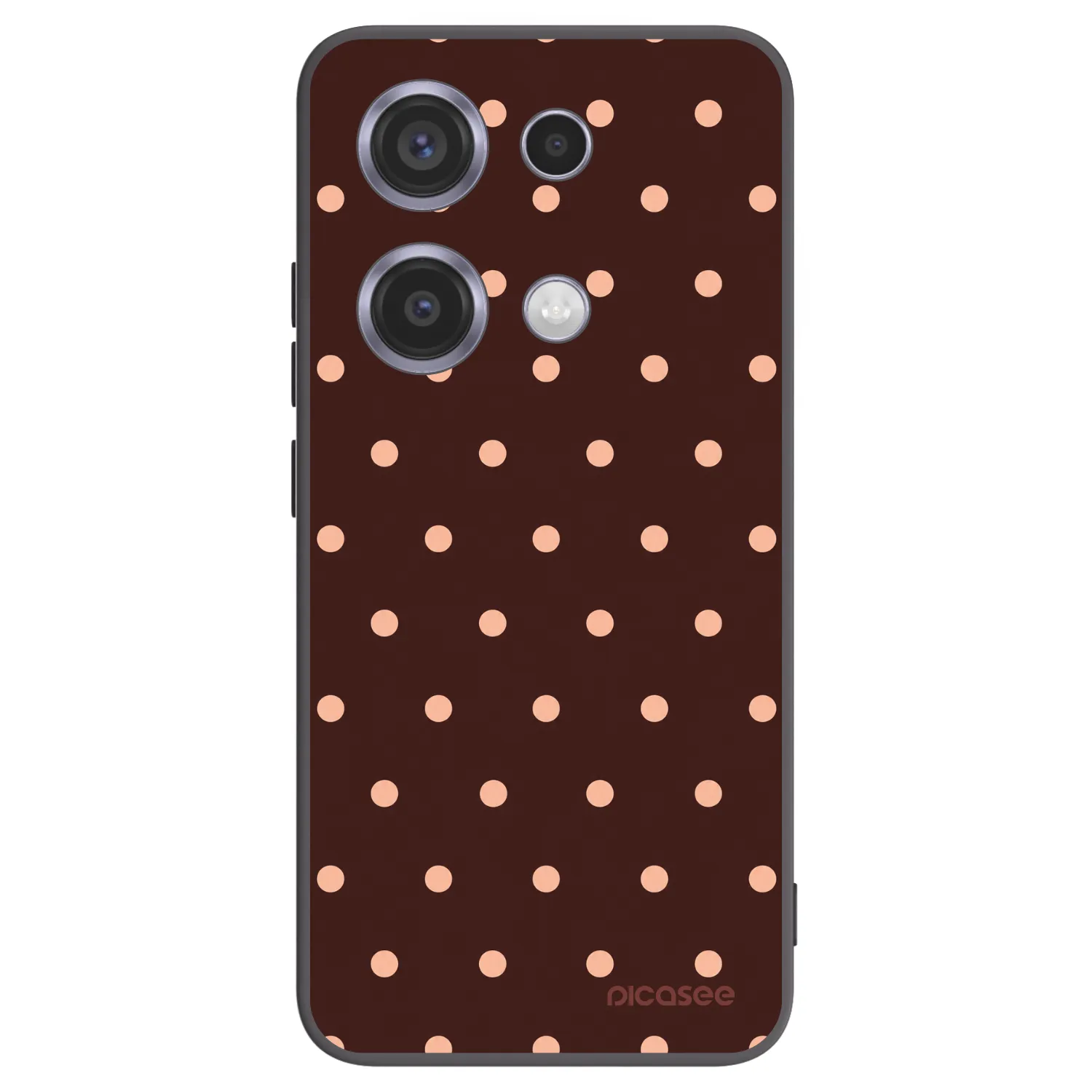 Picasee Xiaomi Redmi Note 14S Hülle - Schwarzes Silikon - Peach Dots & Chocolate