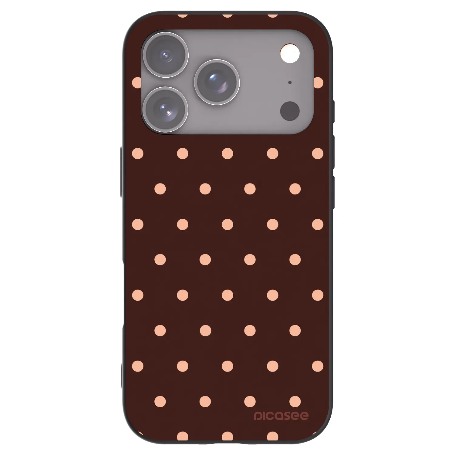 Picasee Apple iPhone 17 Pro Hülle - Schwarzes Silikon - Peach Dots & Chocolate