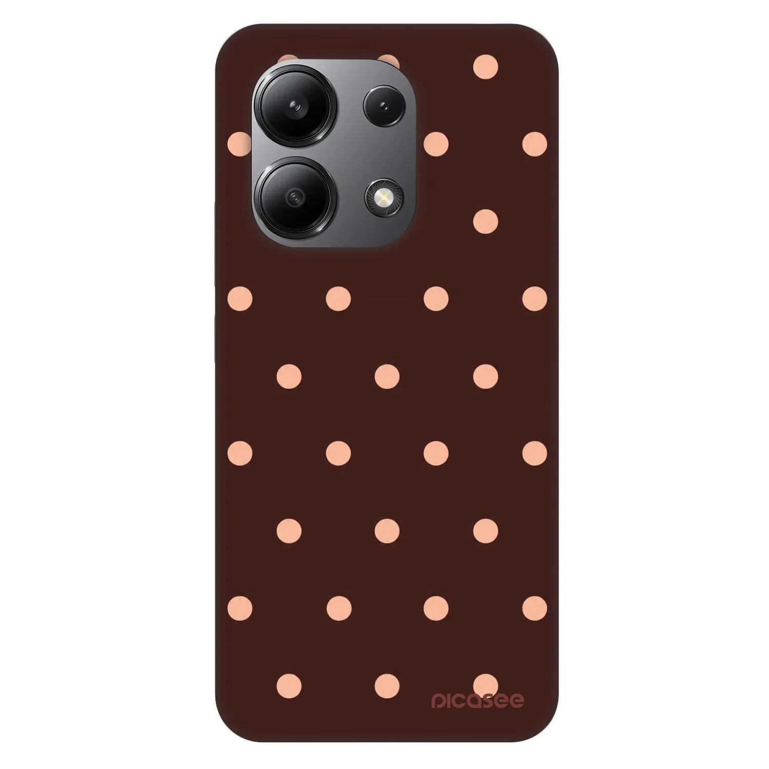 Picasee Fashion Case für Xiaomi Redmi Note 13 4G - Peach Dots & Chocolate