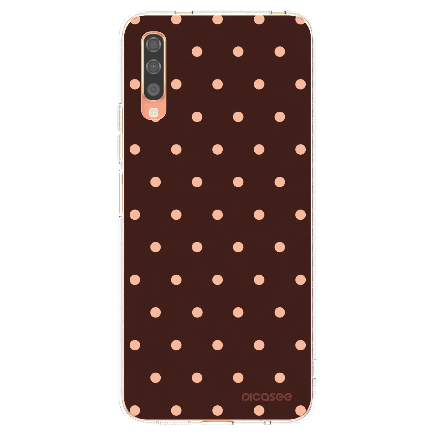 Picasee Samsung Galaxy A70 A705F Hülle - Transparentes Silikon - Peach Dots & Chocolate