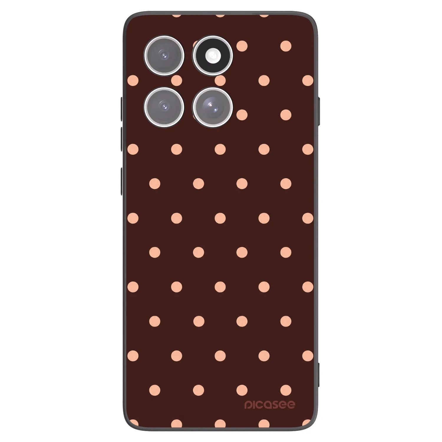 Picasee Motorola Edge 60 Pro Hülle - Schwarzes Silikon - Peach Dots & Chocolate