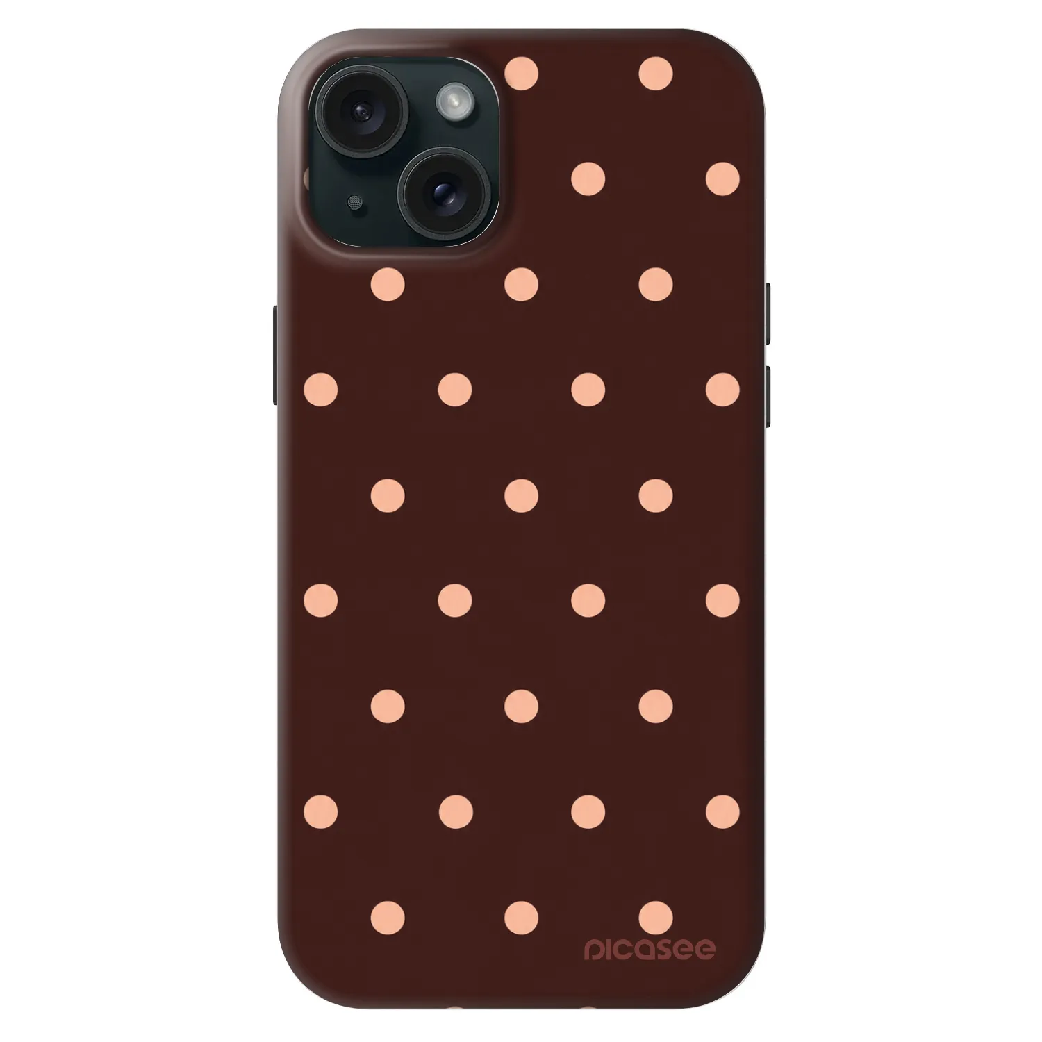 Picasee Fashion Case MagSafe für Apple iPhone 15 Plus - Peach Dots & Chocolate