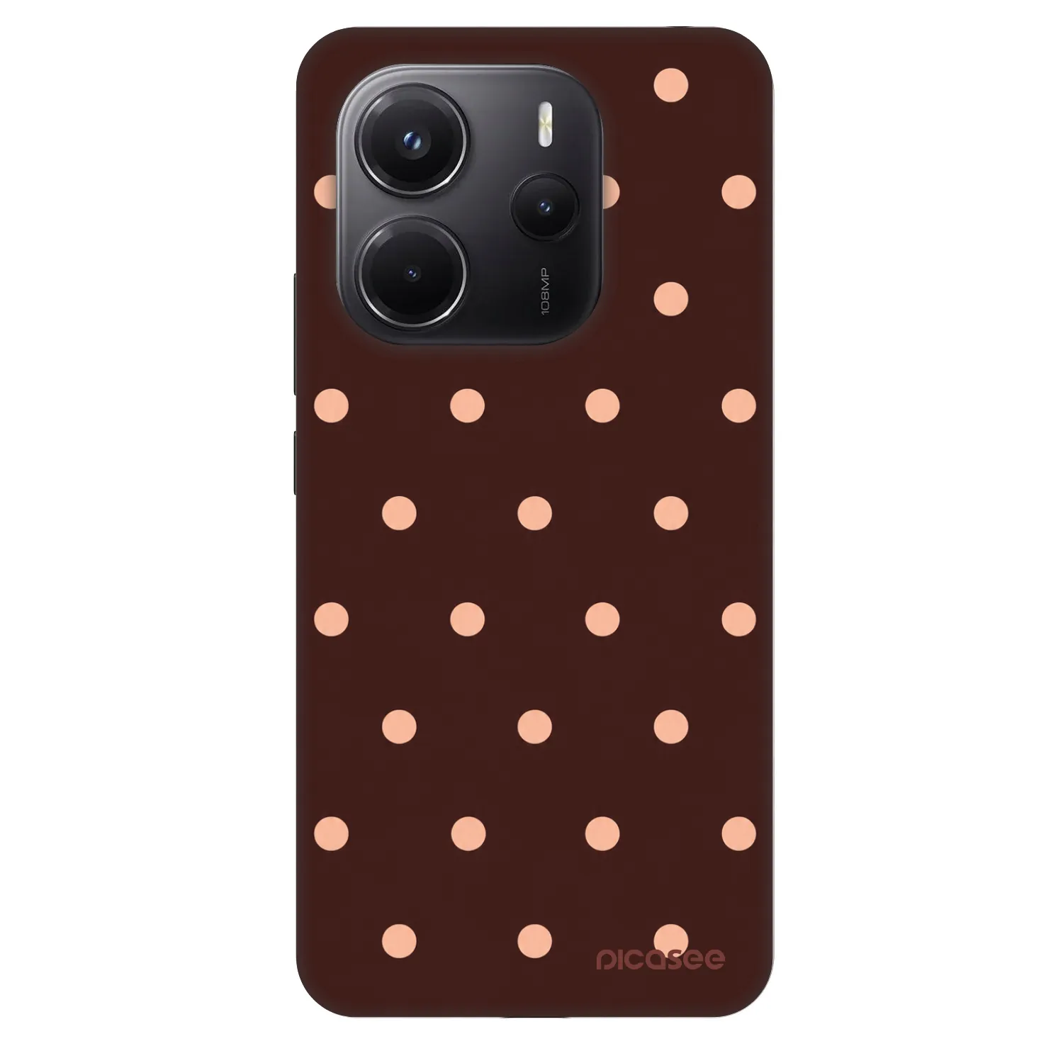 Picasee Fashion Case für Xiaomi Redmi Note 14 4G - Peach Dots & Chocolate