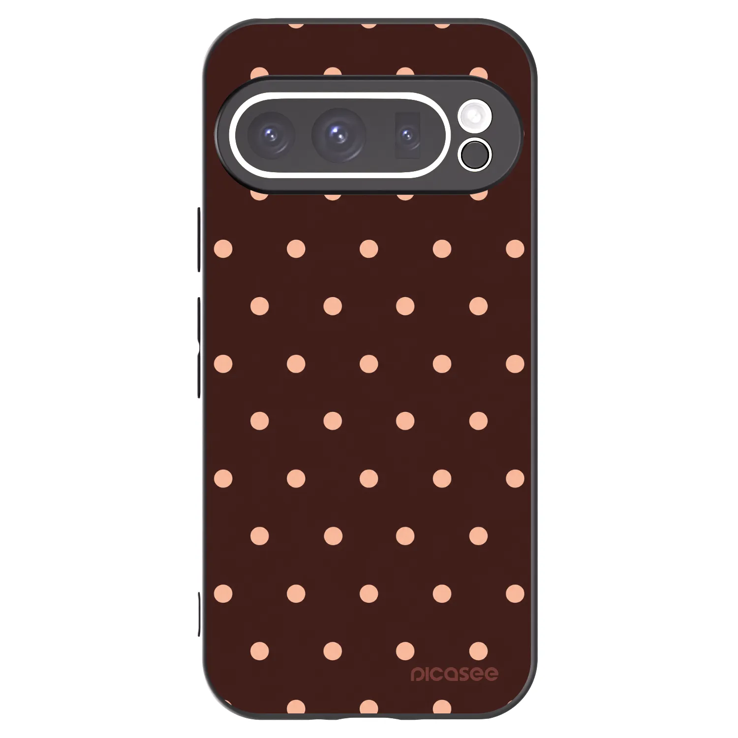 Picasee Google Pixel 9 Pro XL Hülle - Schwarzes Silikon - Peach Dots & Chocolate
