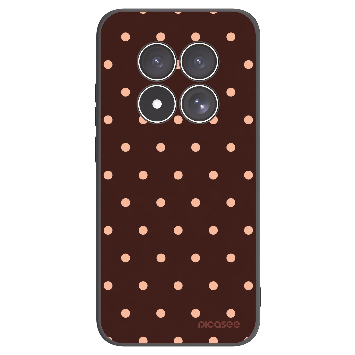 Picasee Xiaomi Redmi Note 15 Pro 4G Hülle - Schwarzes Silikon - Peach Dots & Chocolate